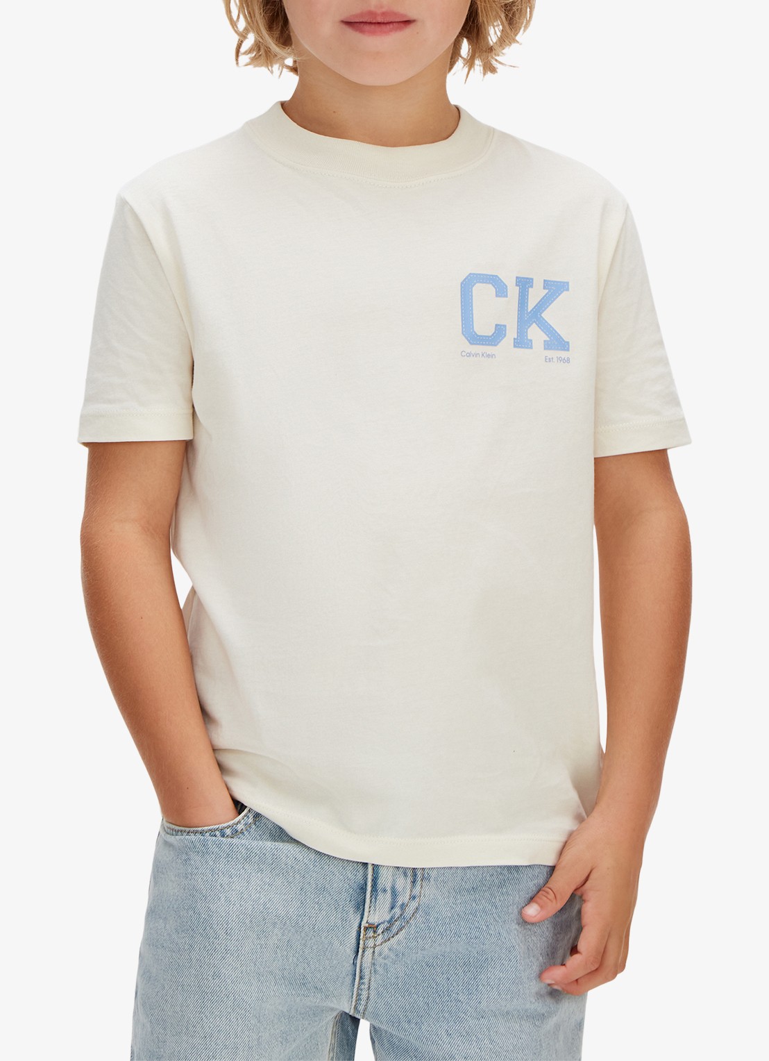 Calvin Klein T-shirt met logo - detail 3 creme