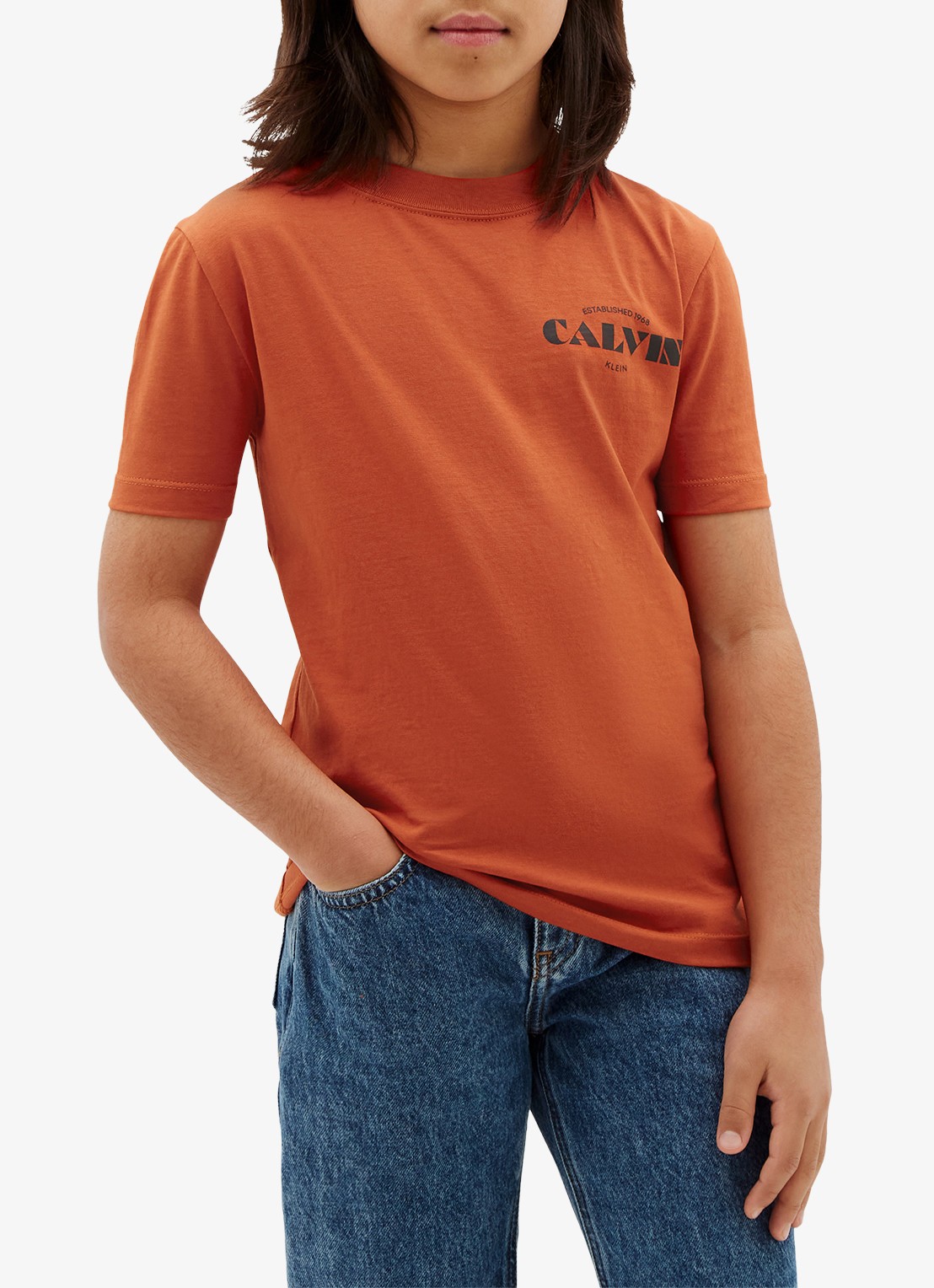 Calvin Klein T-shirt met logo - detail 3 oranje