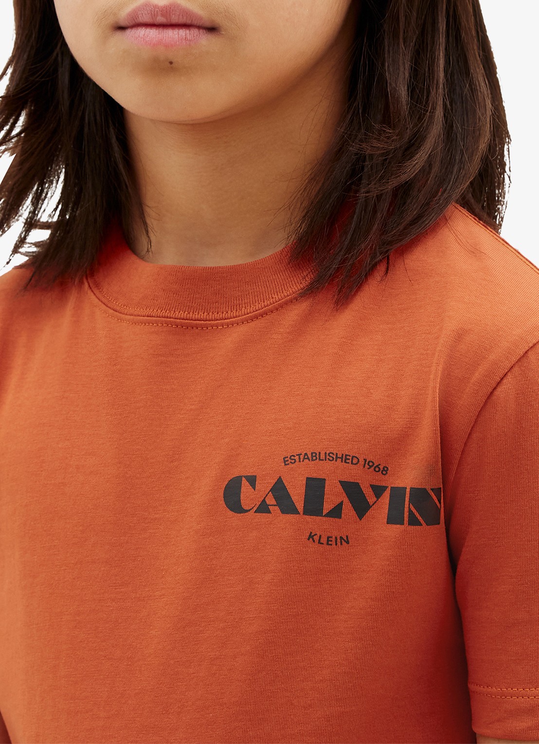 Calvin Klein T-shirt met logo - detail 4 oranje