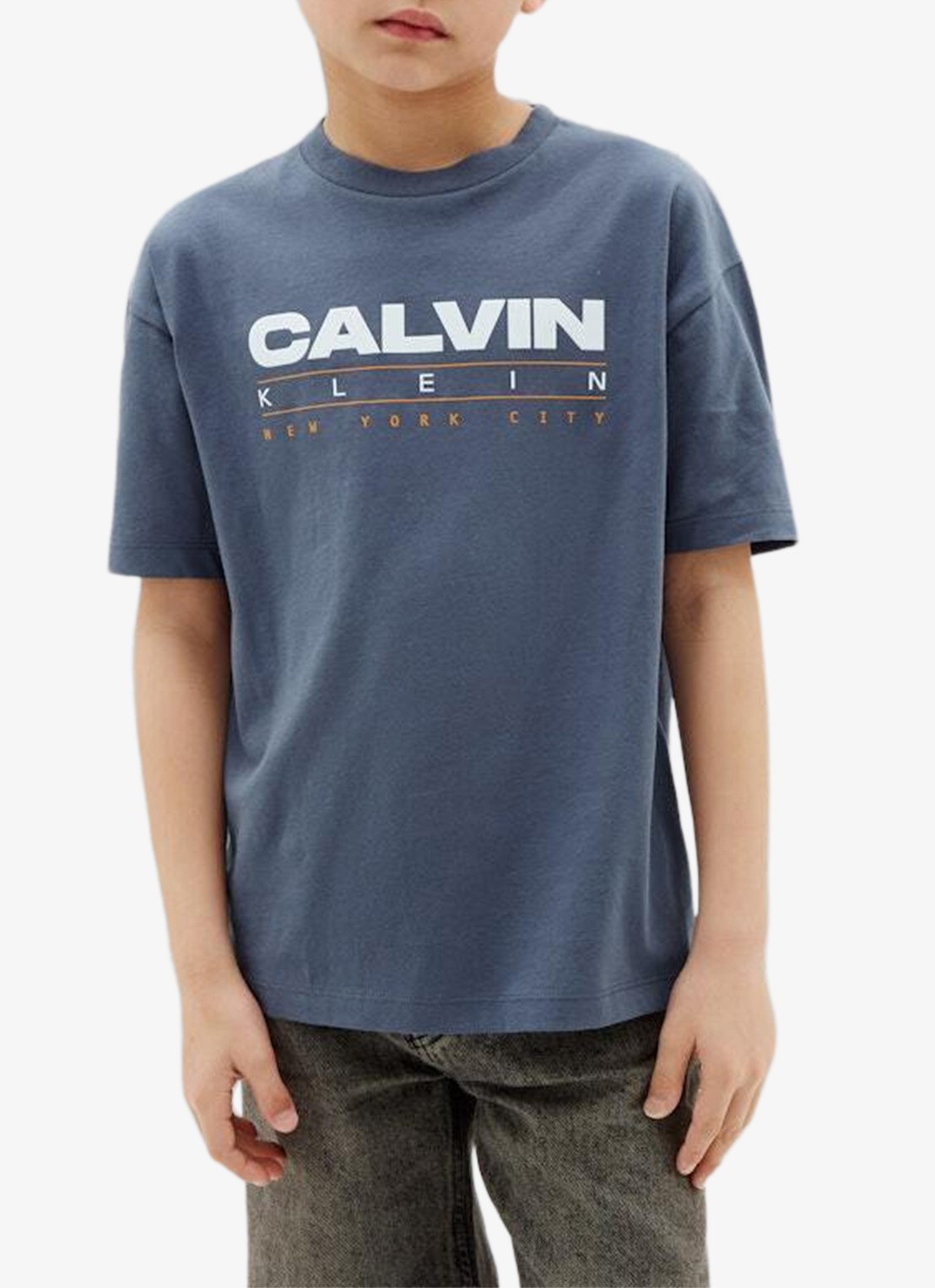 Calvin Klein T-shirt met logo - detail nightshadow blue-chx /  grijs