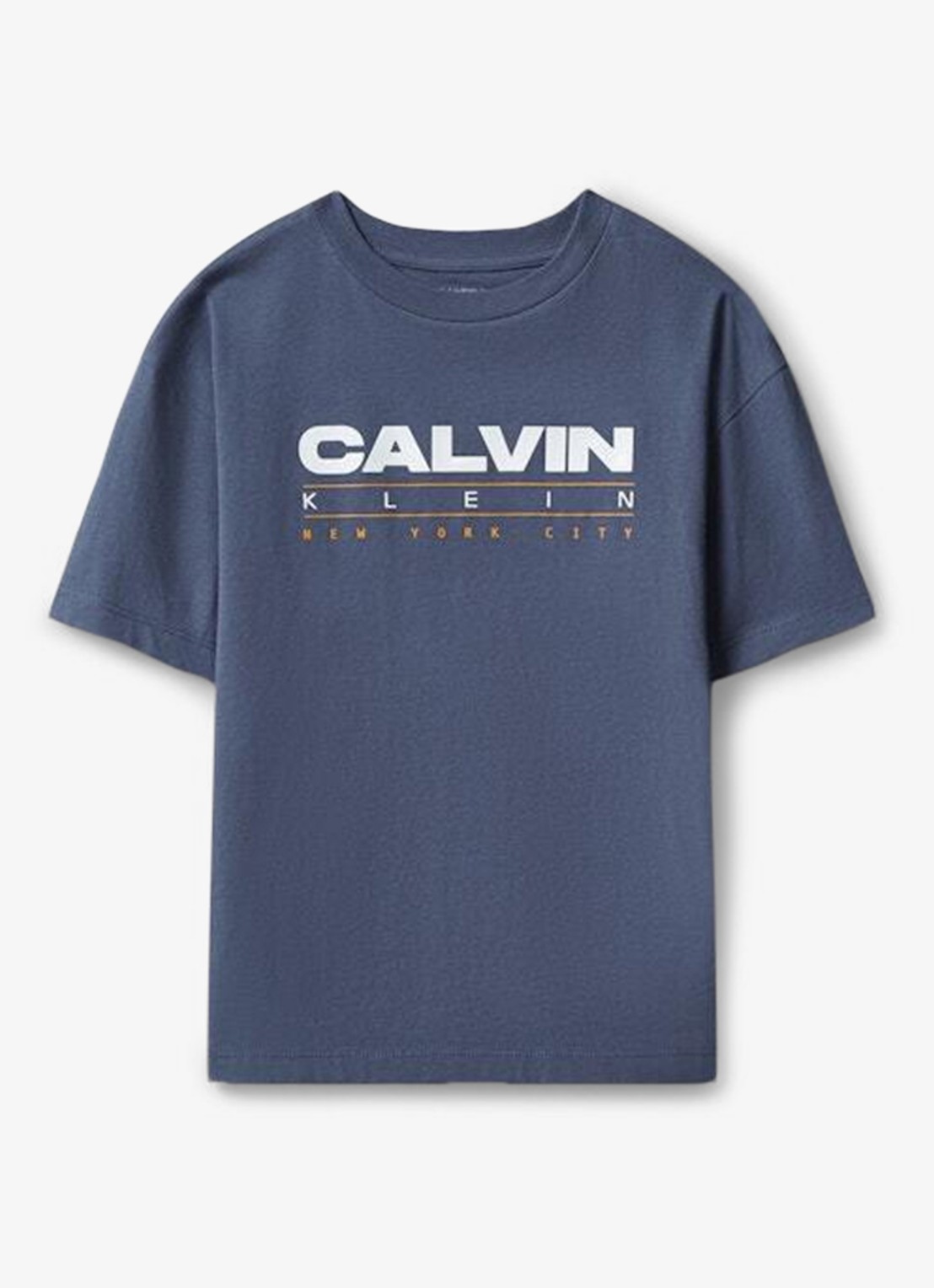 Calvin Klein T-shirt met logo - voorkant 4 nightshadow blue-chx /  grijs