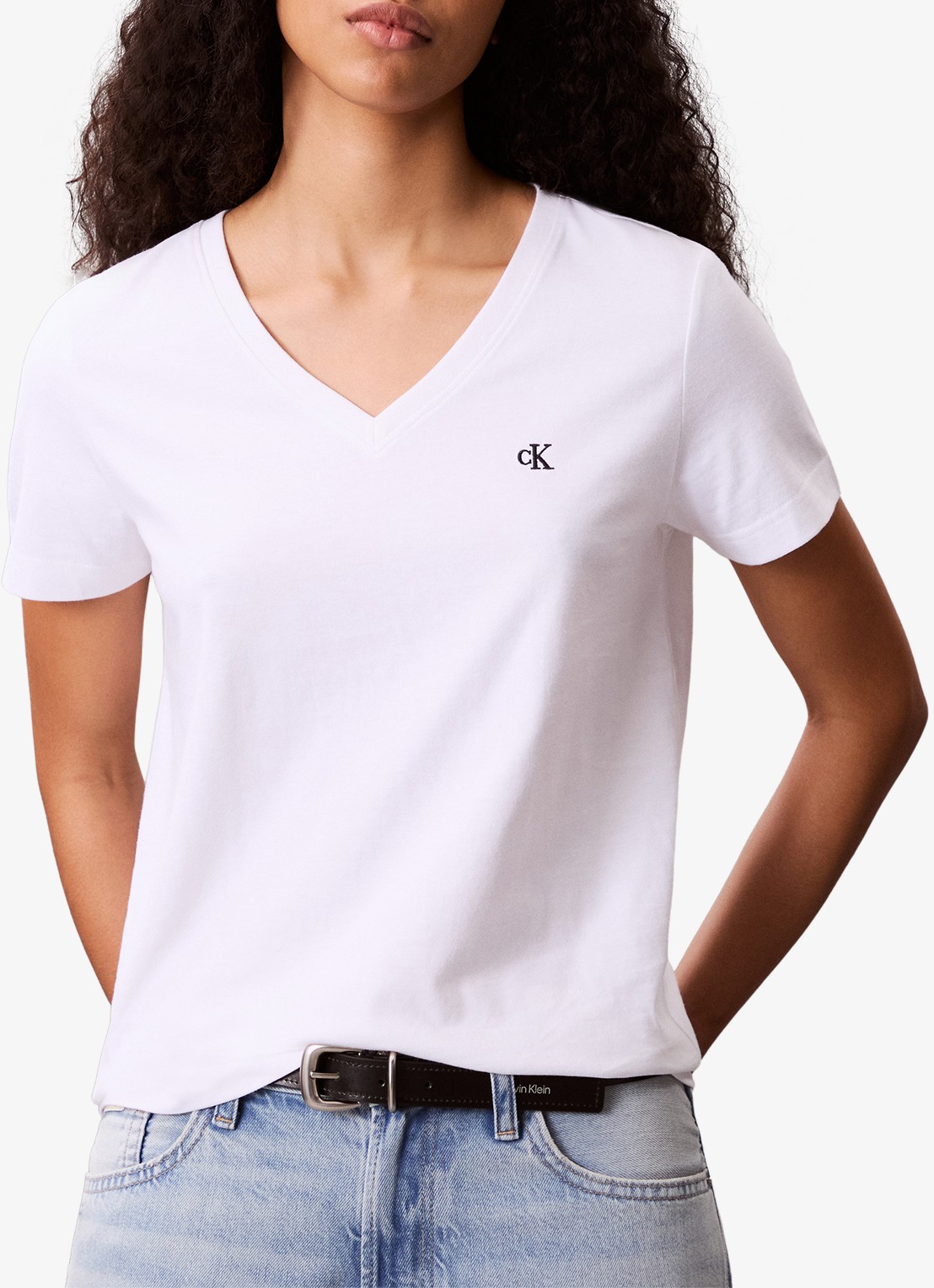Calvin Klein T-shirt met logoborduring - detail wit