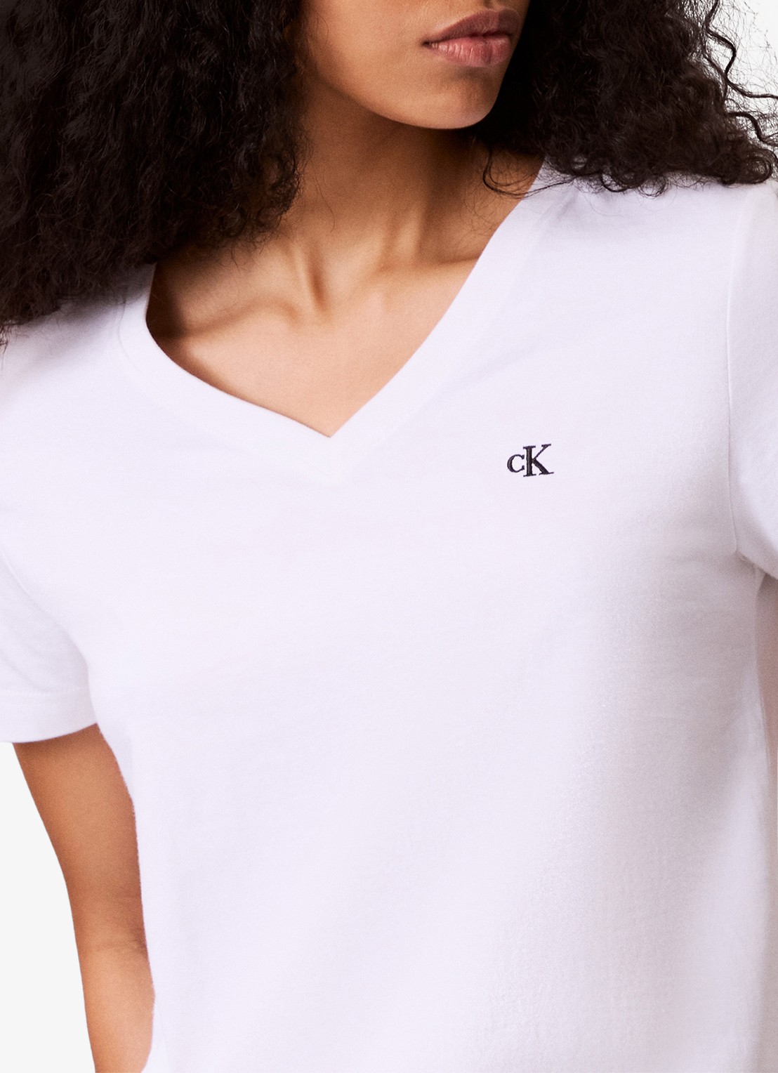 Calvin Klein T-shirt met logoborduring - detail 2 wit