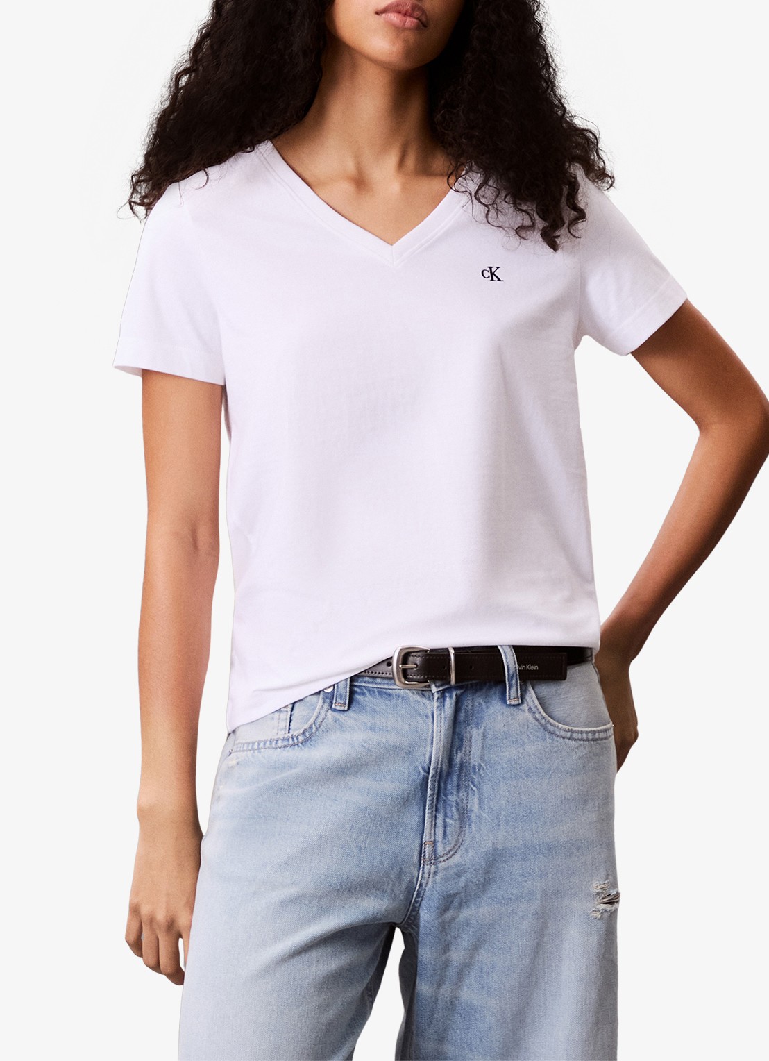 Calvin Klein T-shirt met logoborduring - detail 3 wit