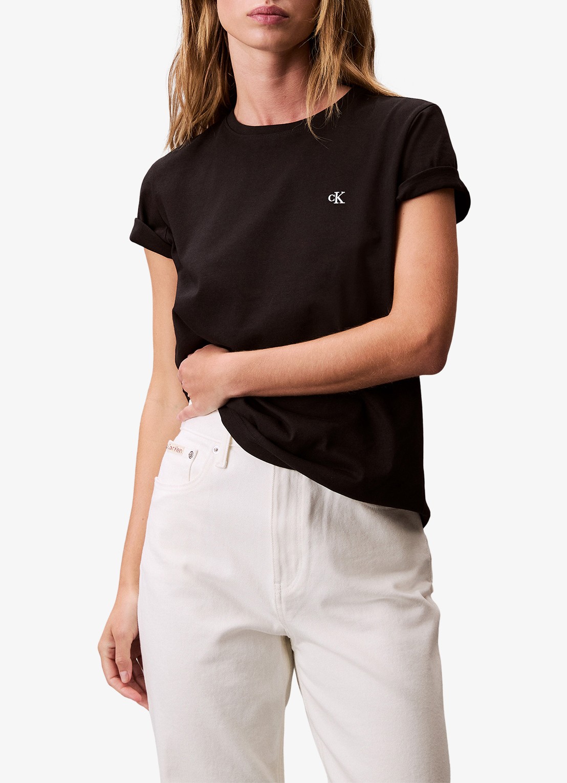 Calvin Klein T-shirt met logoborduring - detail 4 zwart
