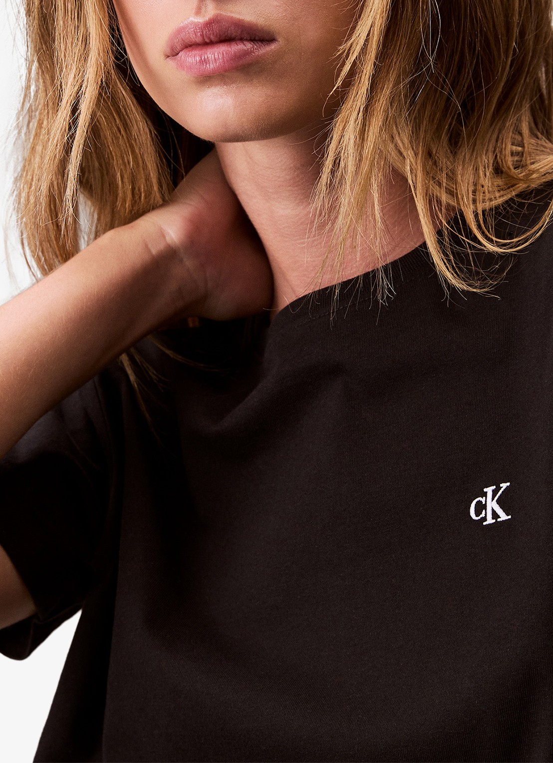 Calvin Klein T-shirt met logoborduring - detail 6 zwart