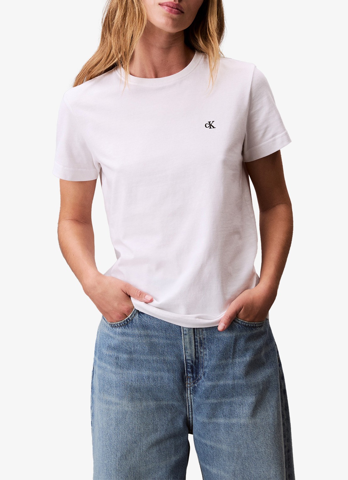 Calvin Klein T-shirt met logoborduring - detail 4 wit