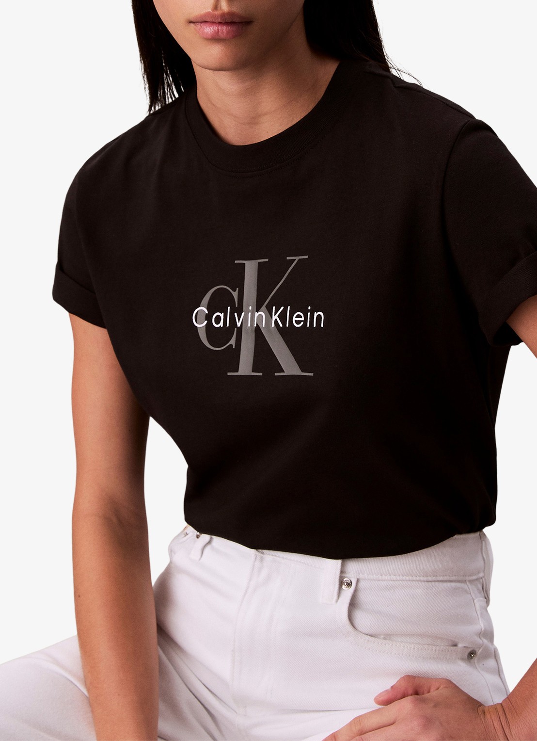 Calvin Klein T-shirt met logoborduring - detail 5 zwart