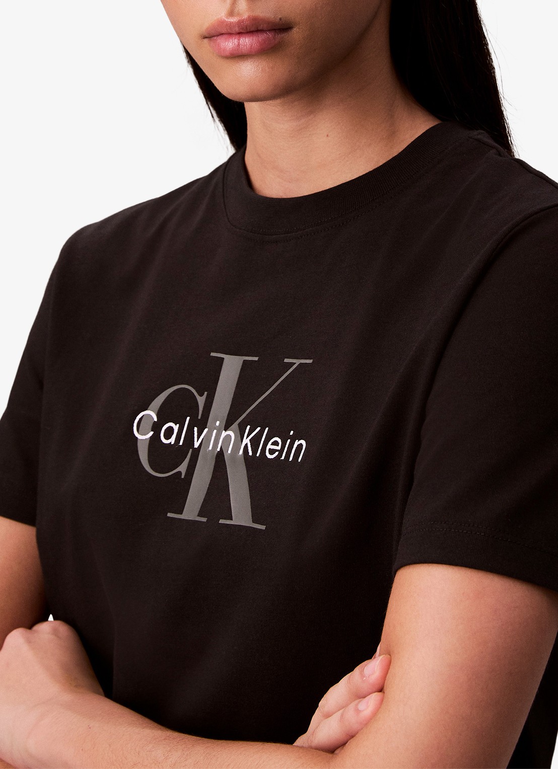 Calvin Klein T-shirt met logoborduring - detail 6 zwart