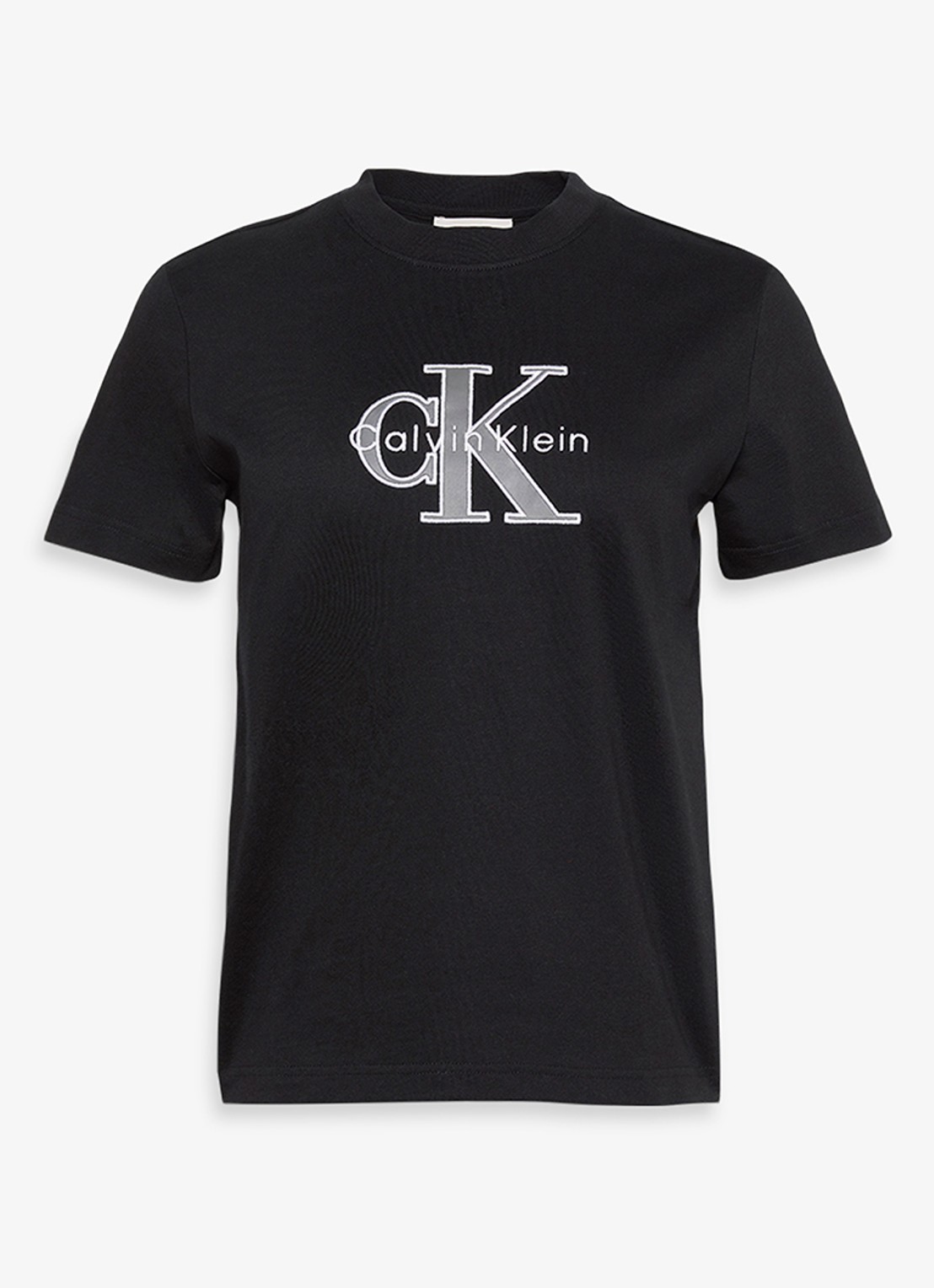 Calvin Klein T-shirt met logoborduring - voorkant 2 zwart
