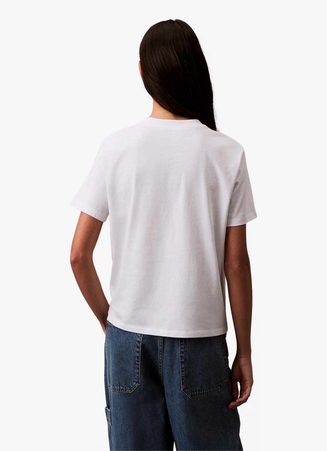 Calvin Klein T-shirt met logoborduring - achterkant wit