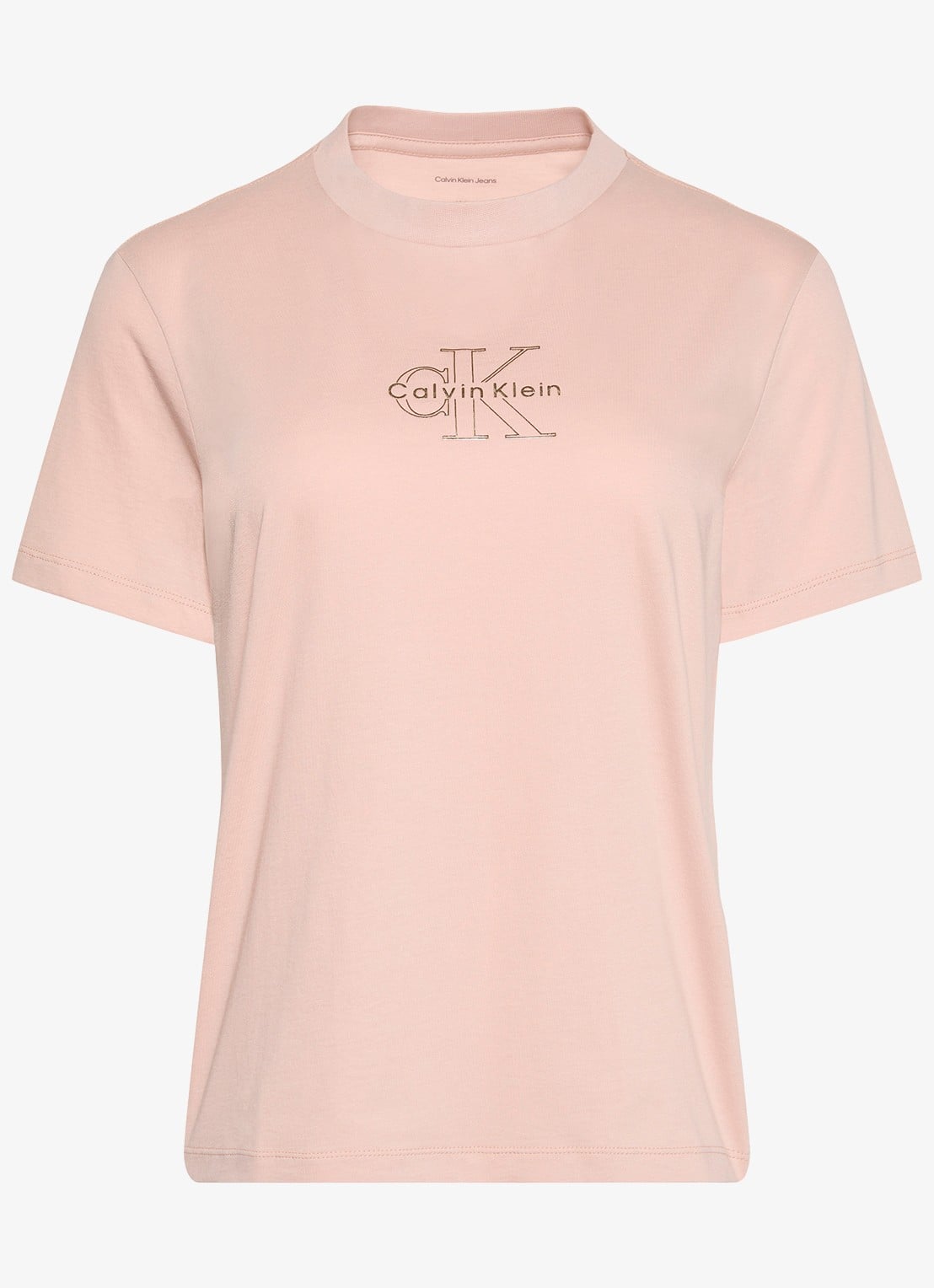 Calvin Klein T-shirt met logoborduring - voorkant roze