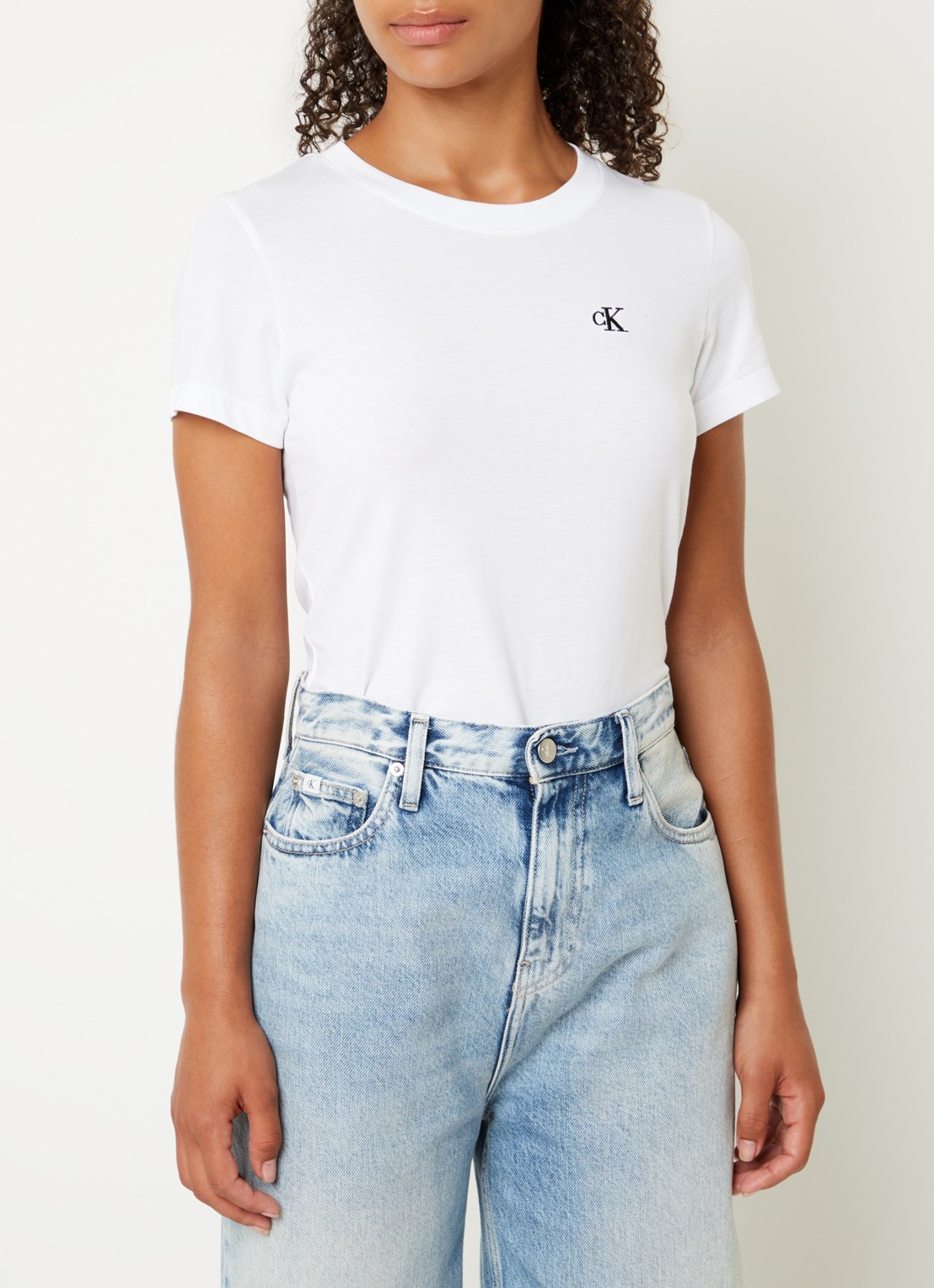 Calvin Klein T-shirt met logoborduring - detail wit
