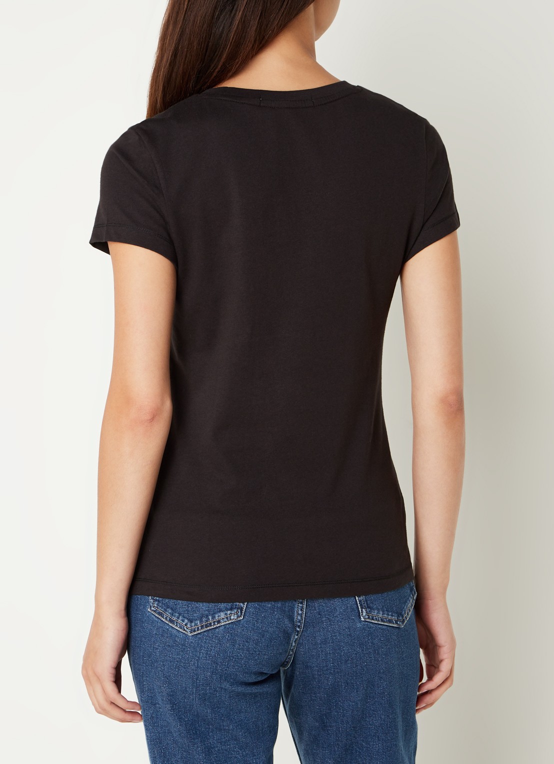 Calvin Klein T-shirt met logoborduring - achterkant 3 zwart