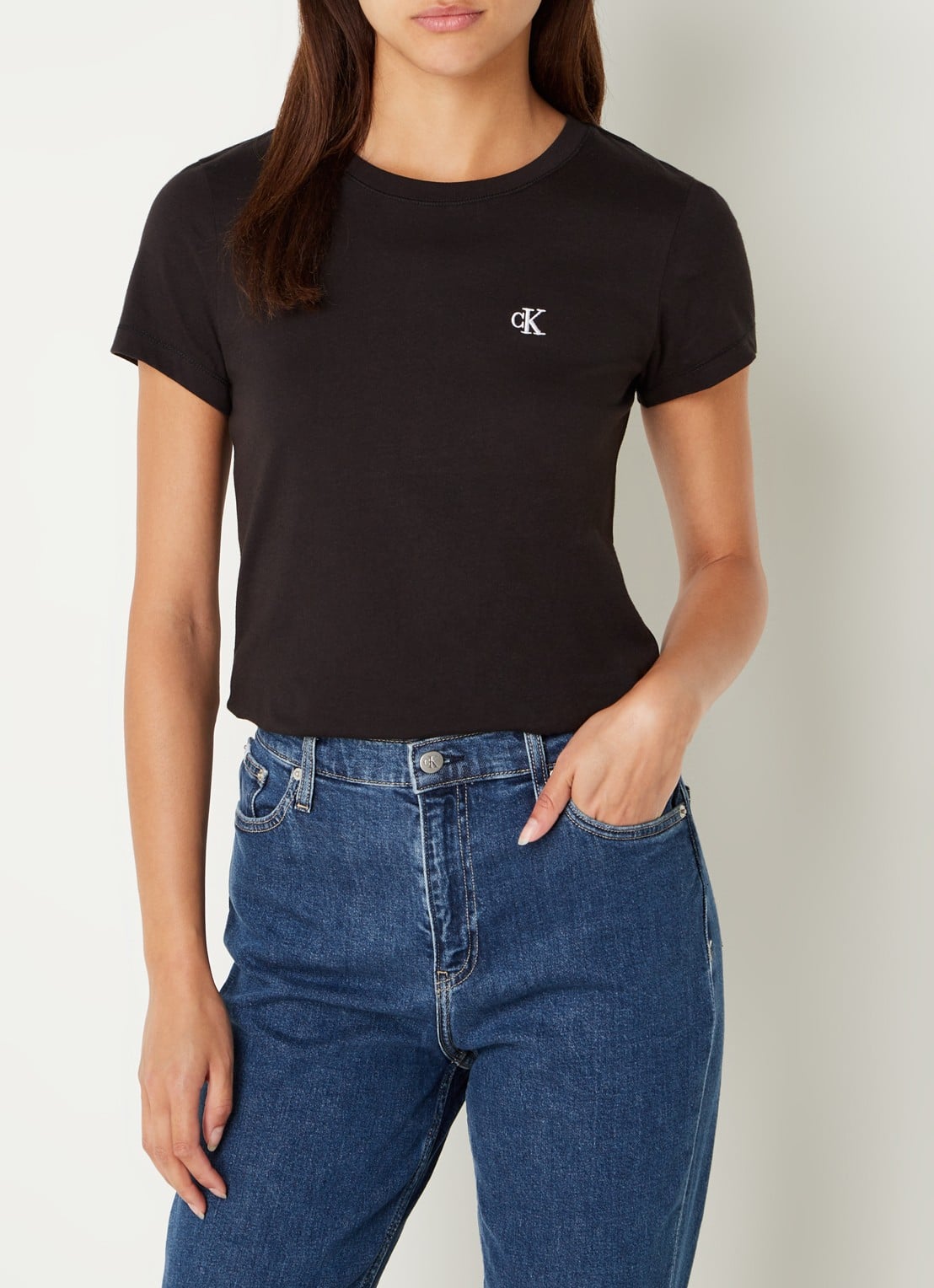Calvin Klein T-shirt met logoborduring - detail 4 zwart