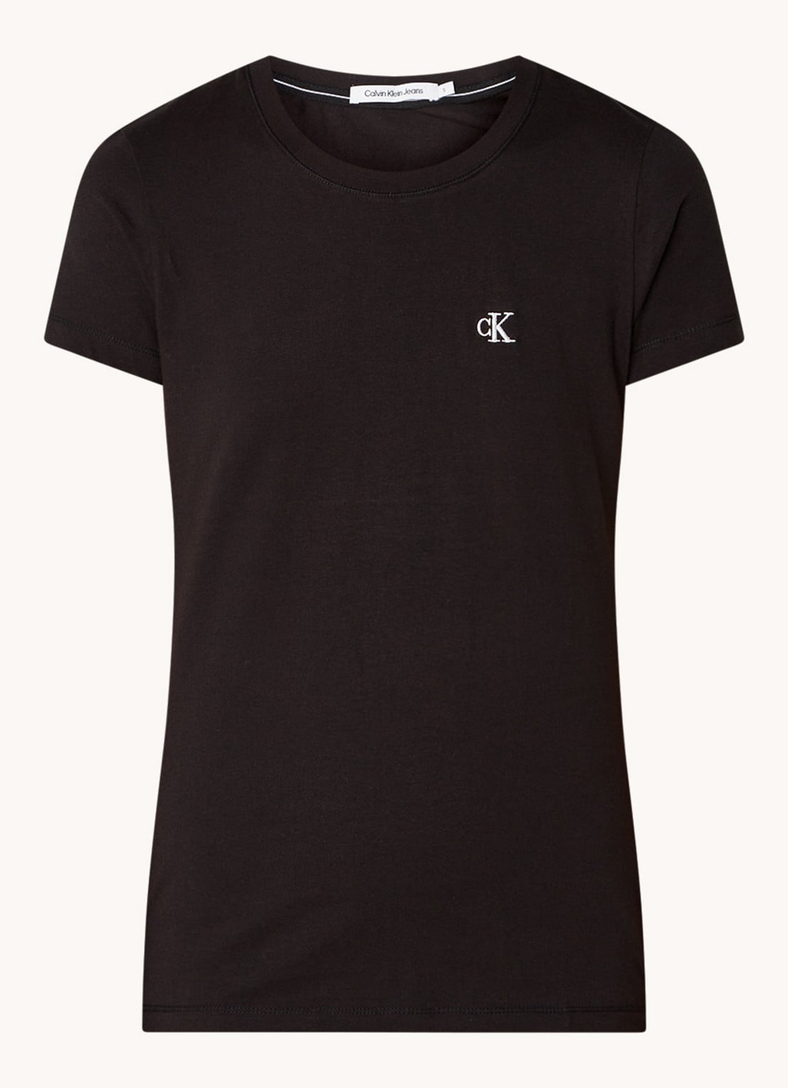 Calvin Klein T-shirt met logoborduring - voorkant zwart