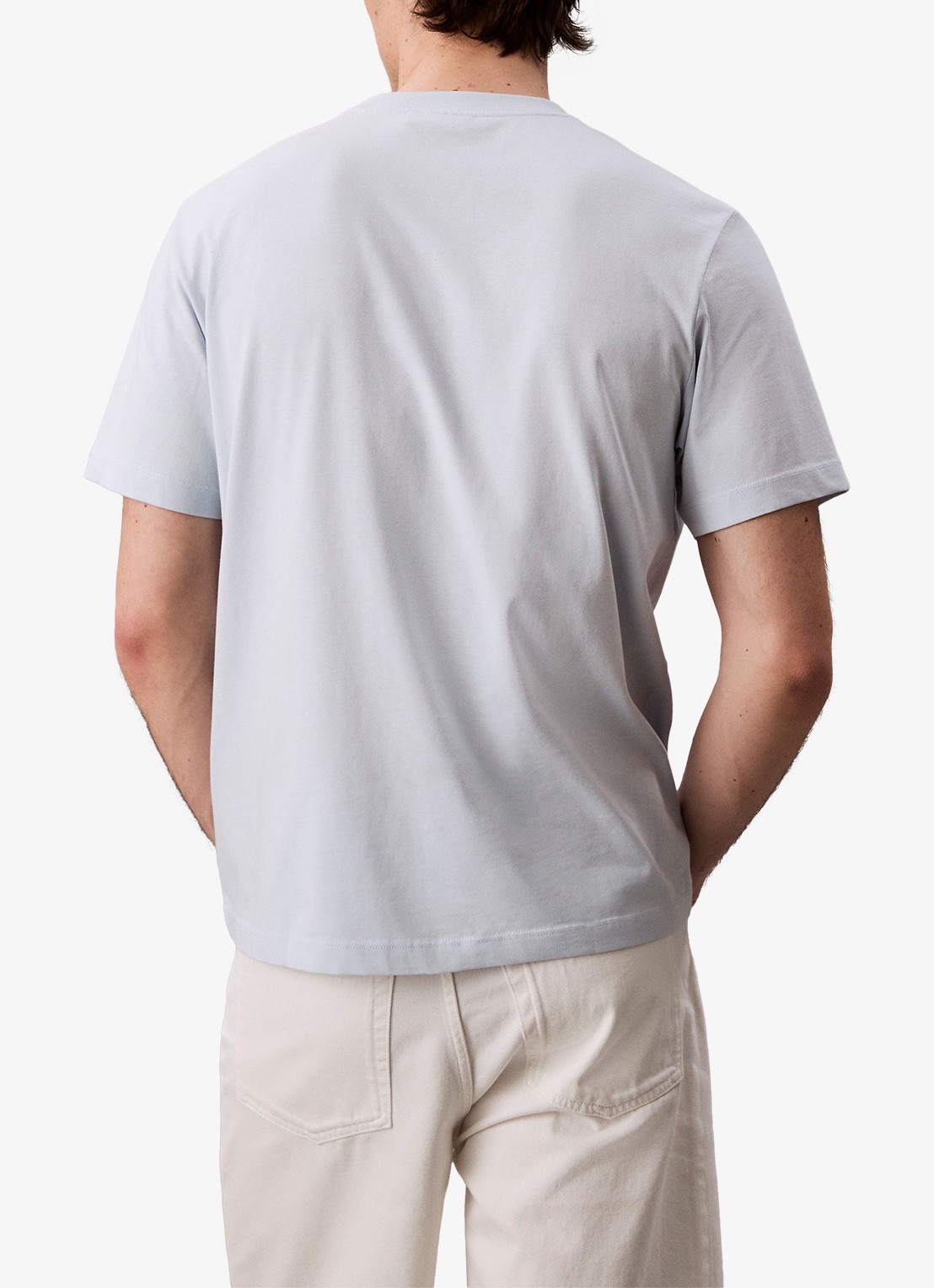 Calvin Klein T-shirt met logoborduring - achterkant lichtgrijs