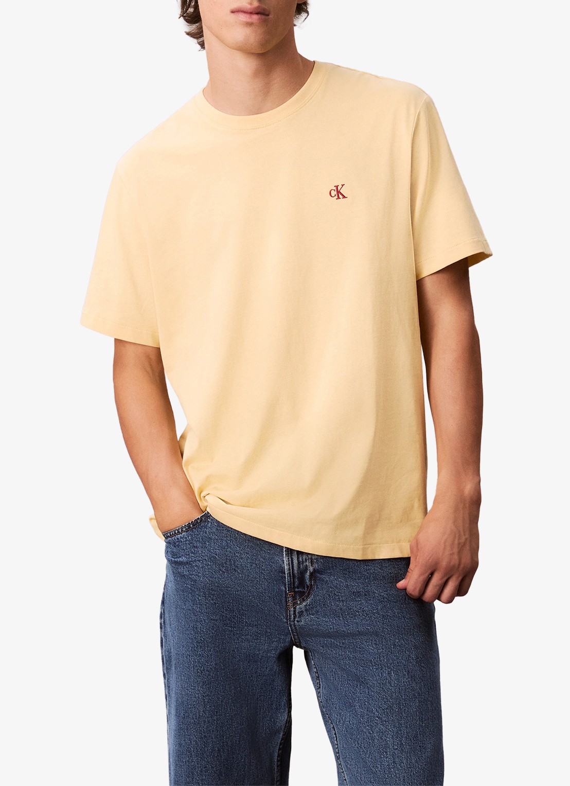 Calvin Klein T-shirt met logoborduring - detail 3 geel