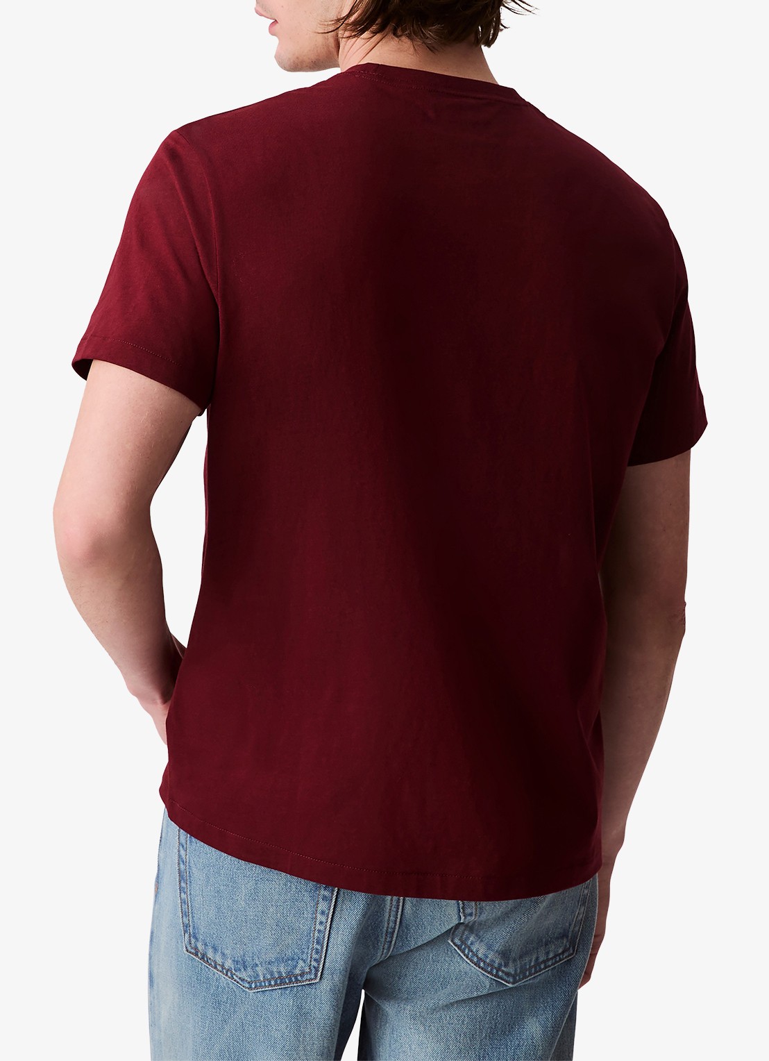 Calvin Klein T-shirt met logoborduring - achterkant 3 donkerrood