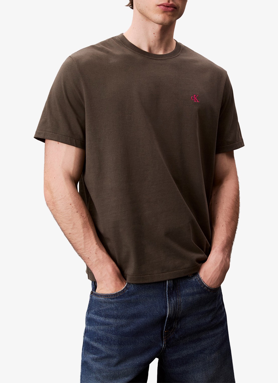 Calvin Klein T-shirt met logoborduring - detail 3 blauw