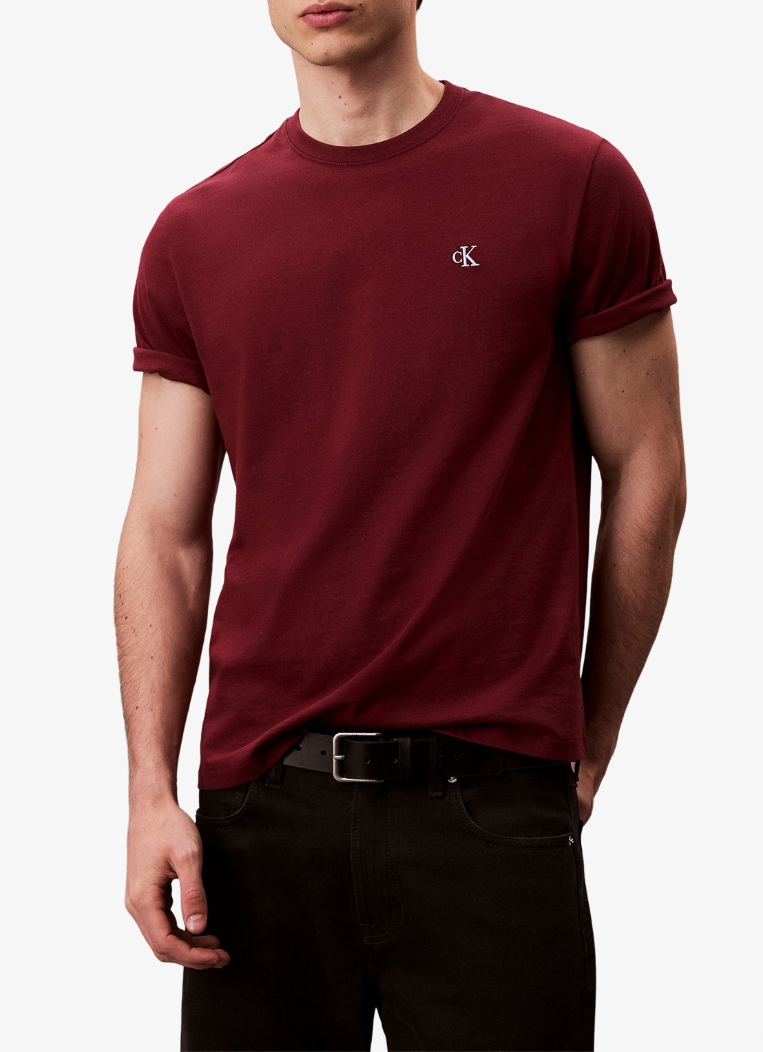 Calvin Klein T-shirt met logoborduring - detail rood