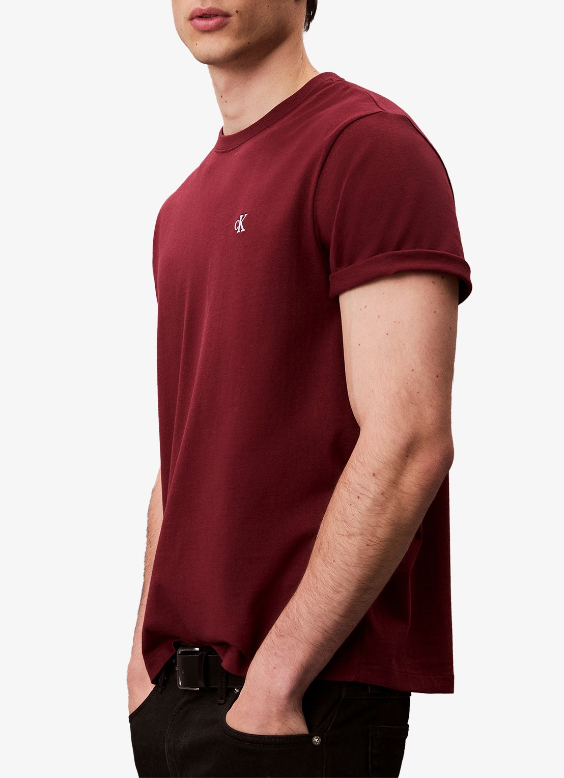 Calvin Klein T-shirt met logoborduring - detail 3 rood