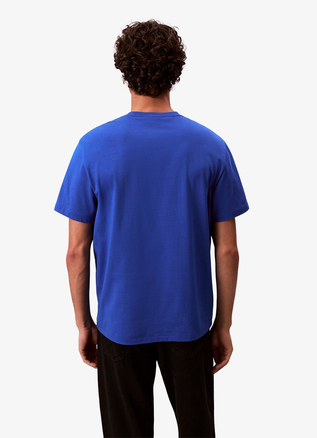 Calvin Klein T-shirt met logoborduring - achterkant kobaltblauw