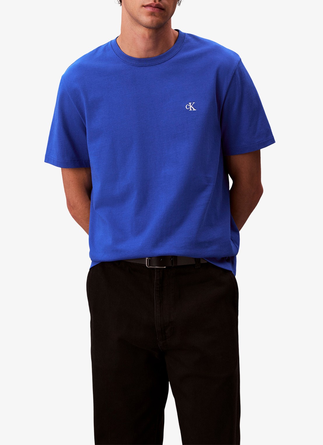 Calvin Klein T-shirt met logoborduring - detail 2 kobaltblauw
