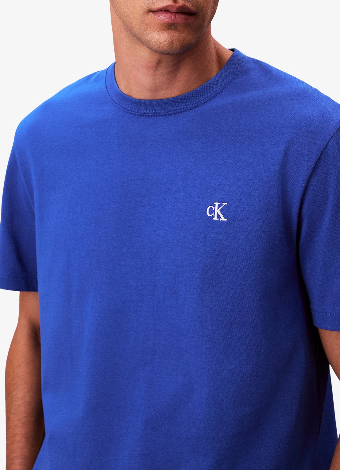 Calvin Klein T-shirt met logoborduring - detail 3 kobaltblauw