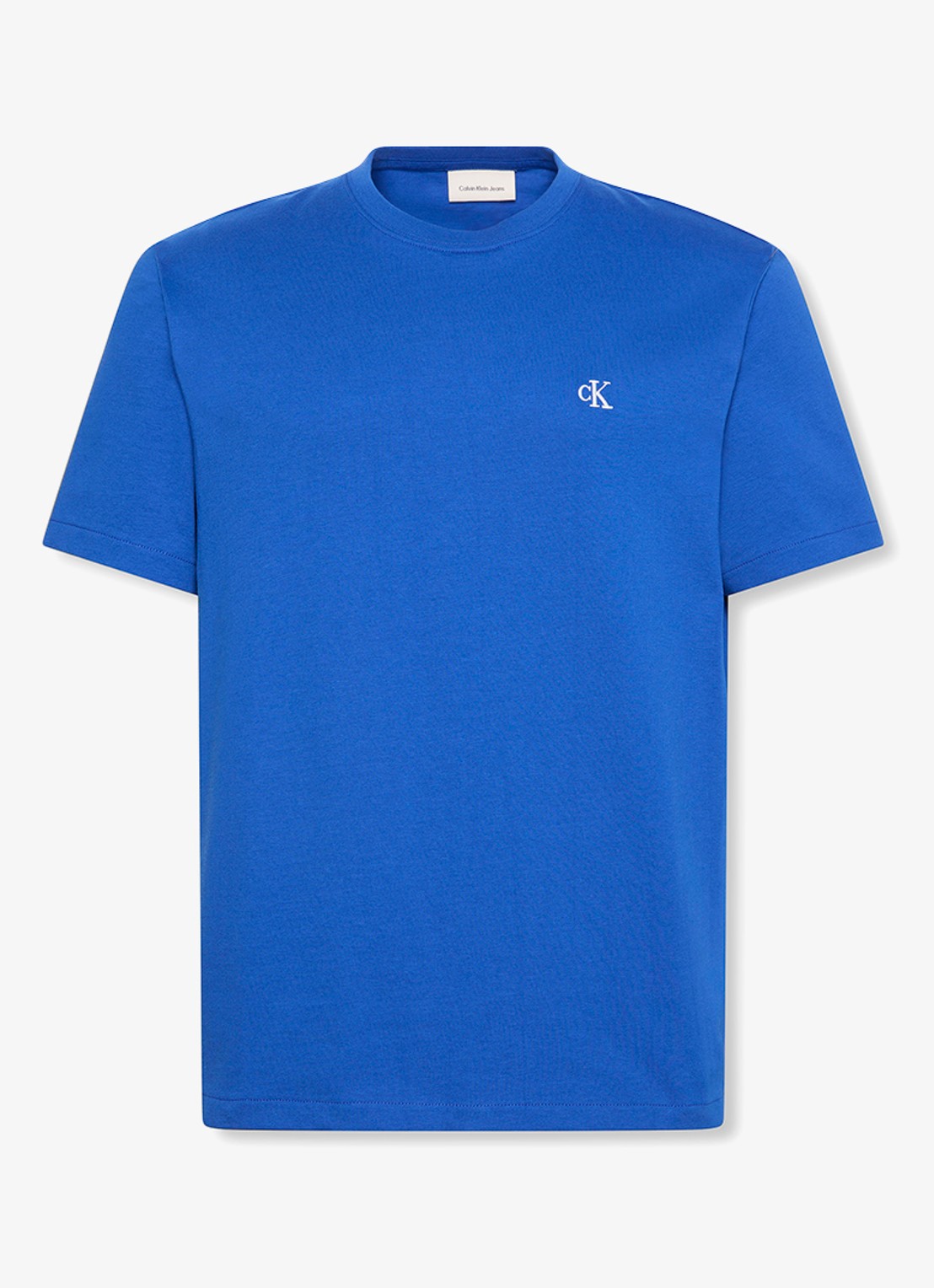 Calvin Klein T-shirt met logoborduring - voorkant 5 kobaltblauw