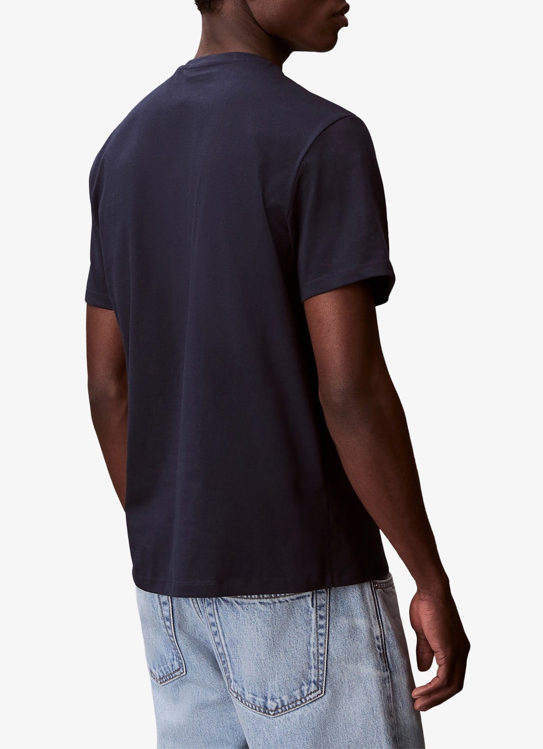 Calvin Klein T-shirt met logoborduring - achterkant 3 donkerblauw