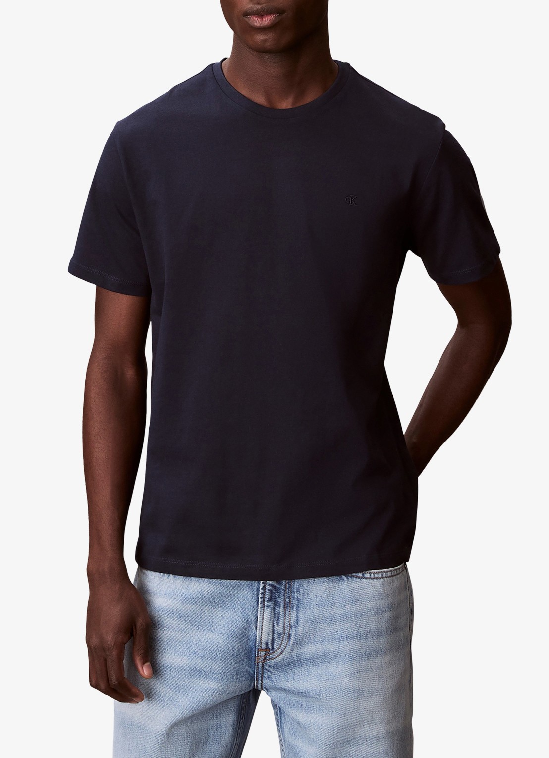 Calvin Klein T-shirt met logoborduring - detail 4 donkerblauw