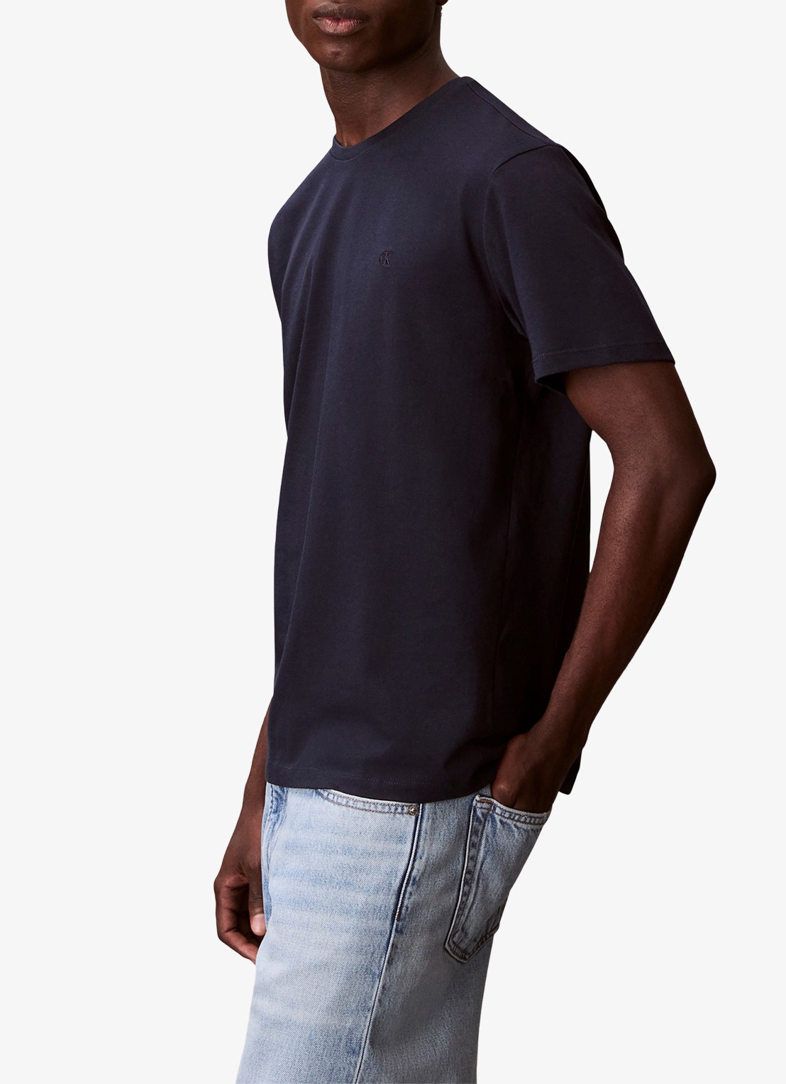 Calvin Klein T-shirt met logoborduring - detail 6 donkerblauw
