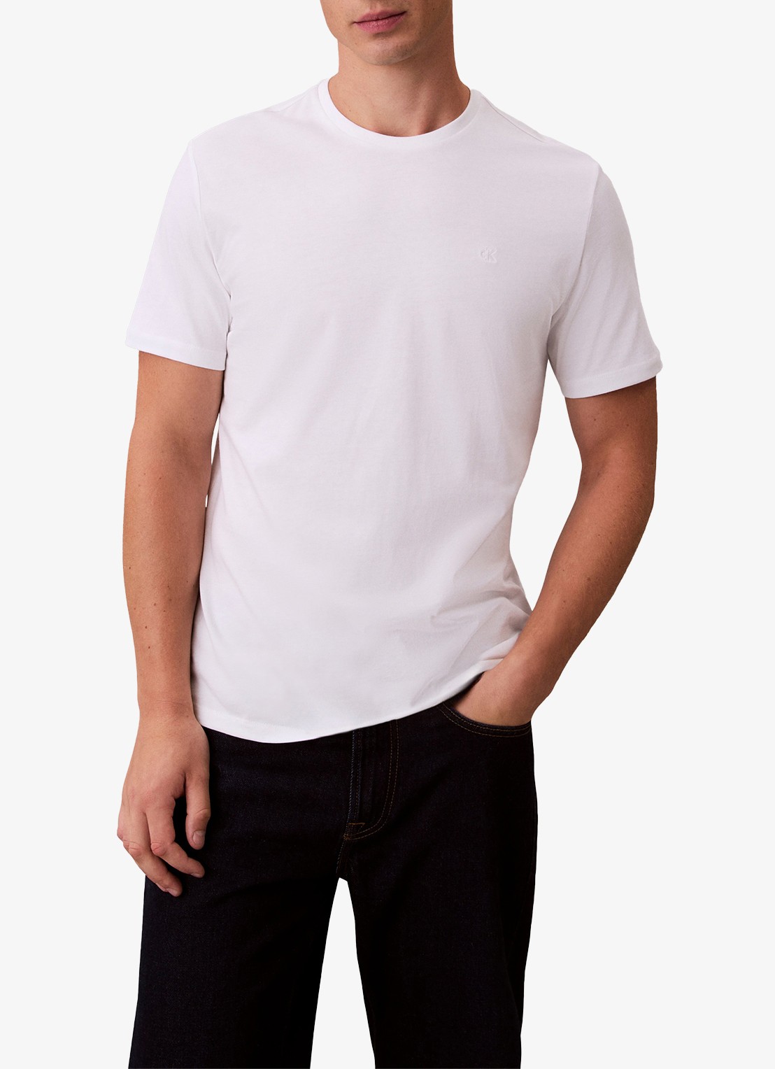 Calvin Klein T-shirt met logoborduring - detail 4 wit