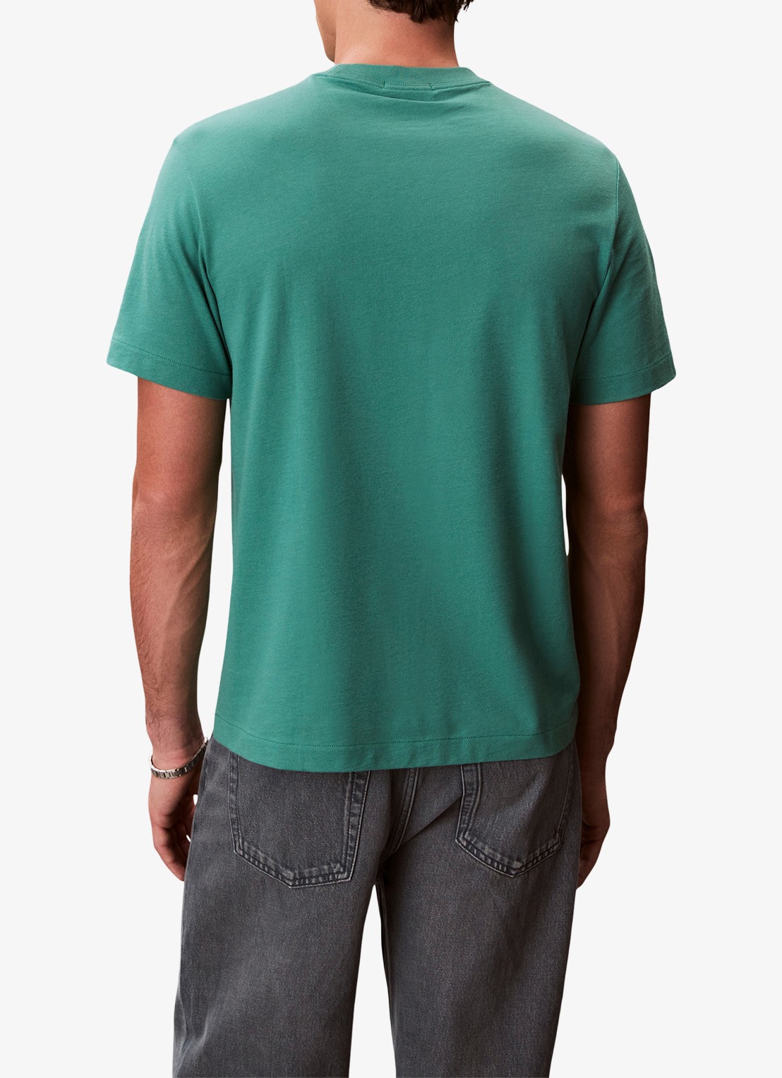 Calvin Klein T-shirt met logoborduring - achterkant wild green-vfl / groen
