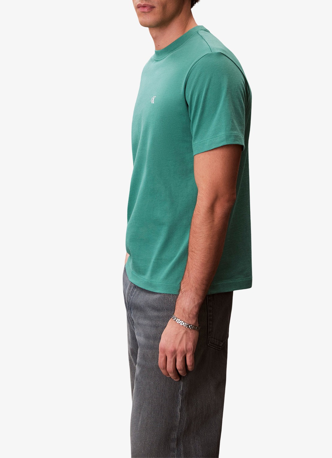 Calvin Klein T-shirt met logoborduring - detail 3 wild green-vfl / groen