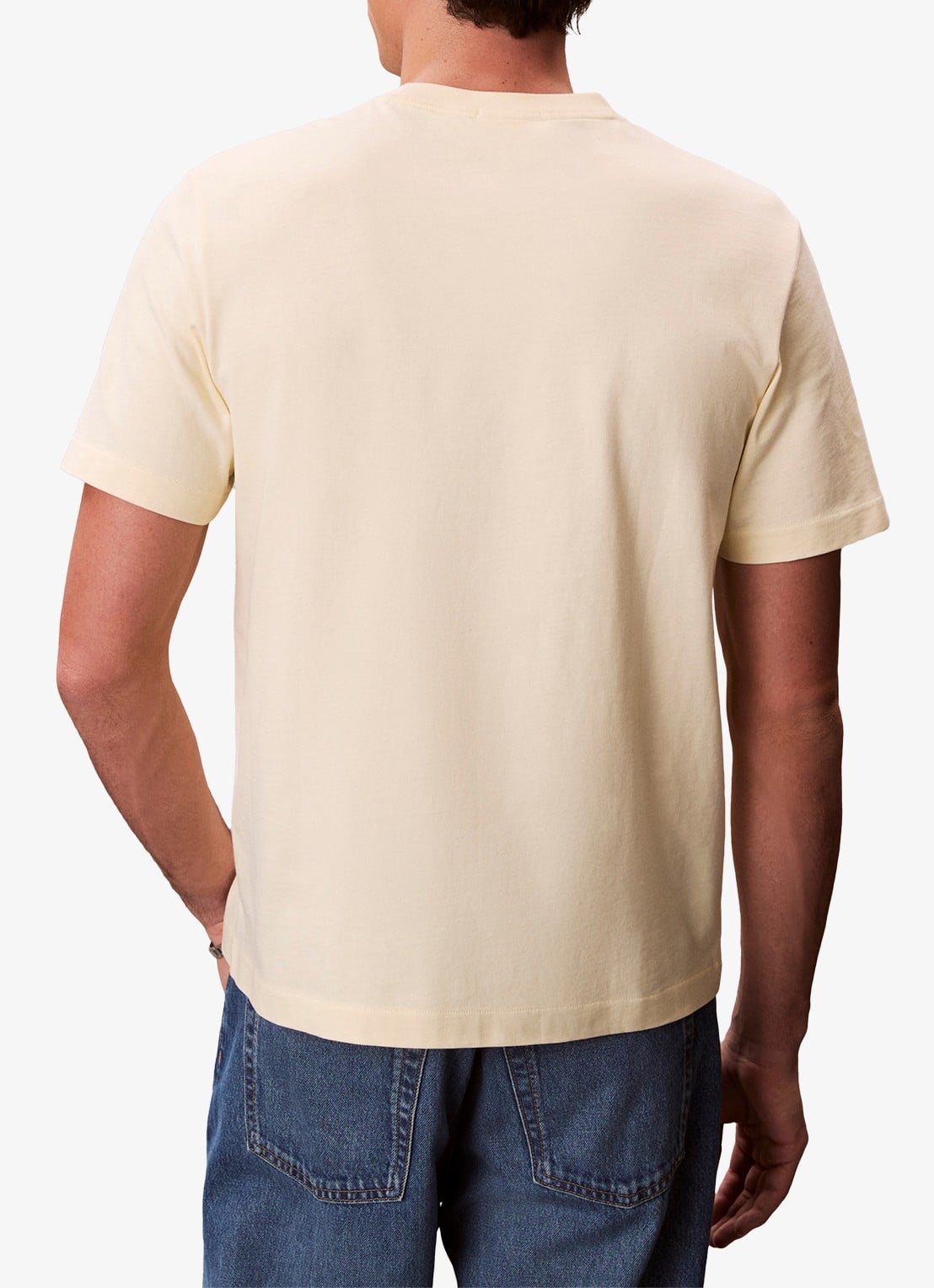 Calvin Klein T-shirt met logoborduring - achterkant 5 pear sorbet-zrk/ geel