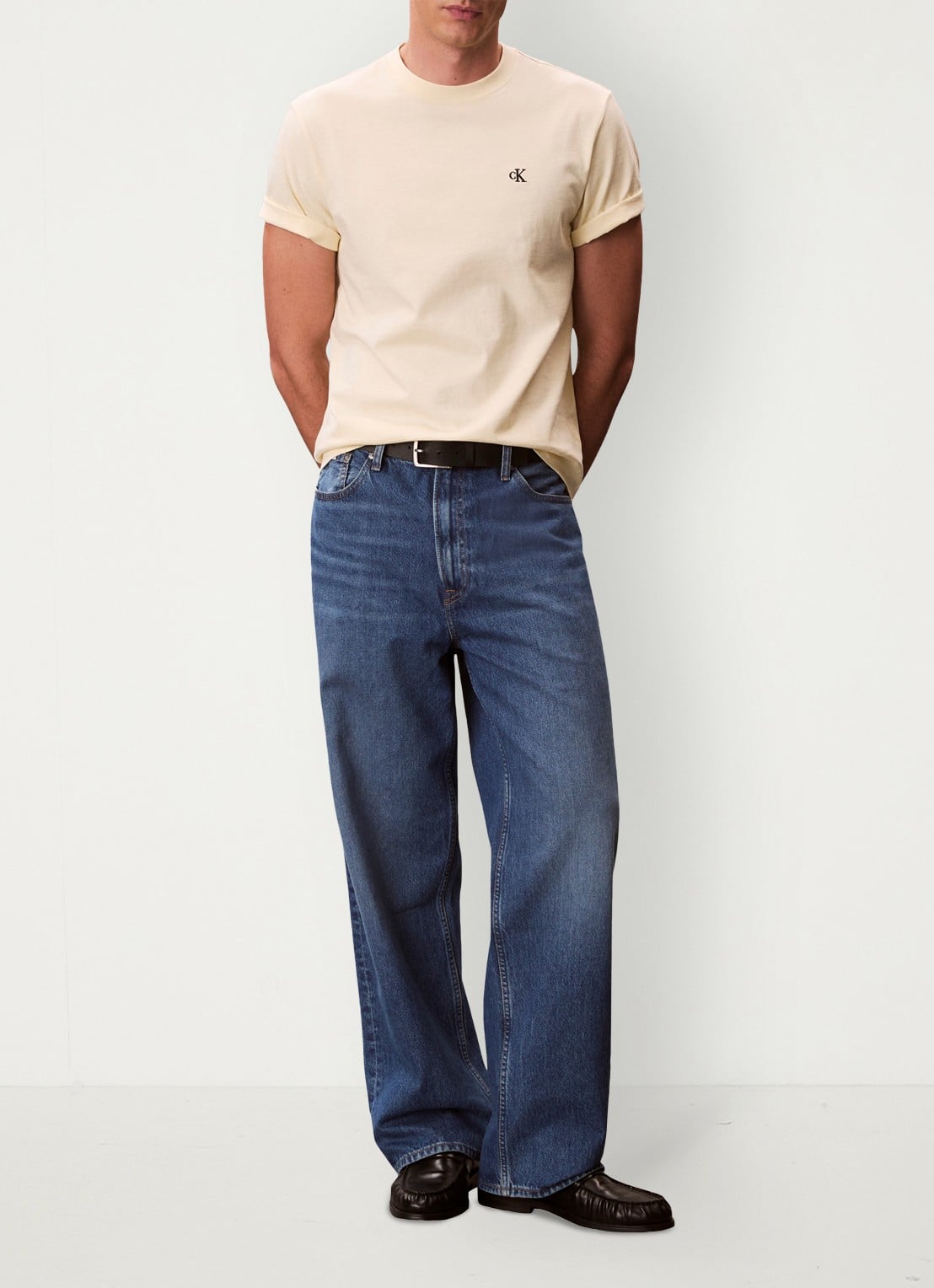 Calvin Klein T-shirt met logoborduring - voorkant 4 pear sorbet-zrk/ geel