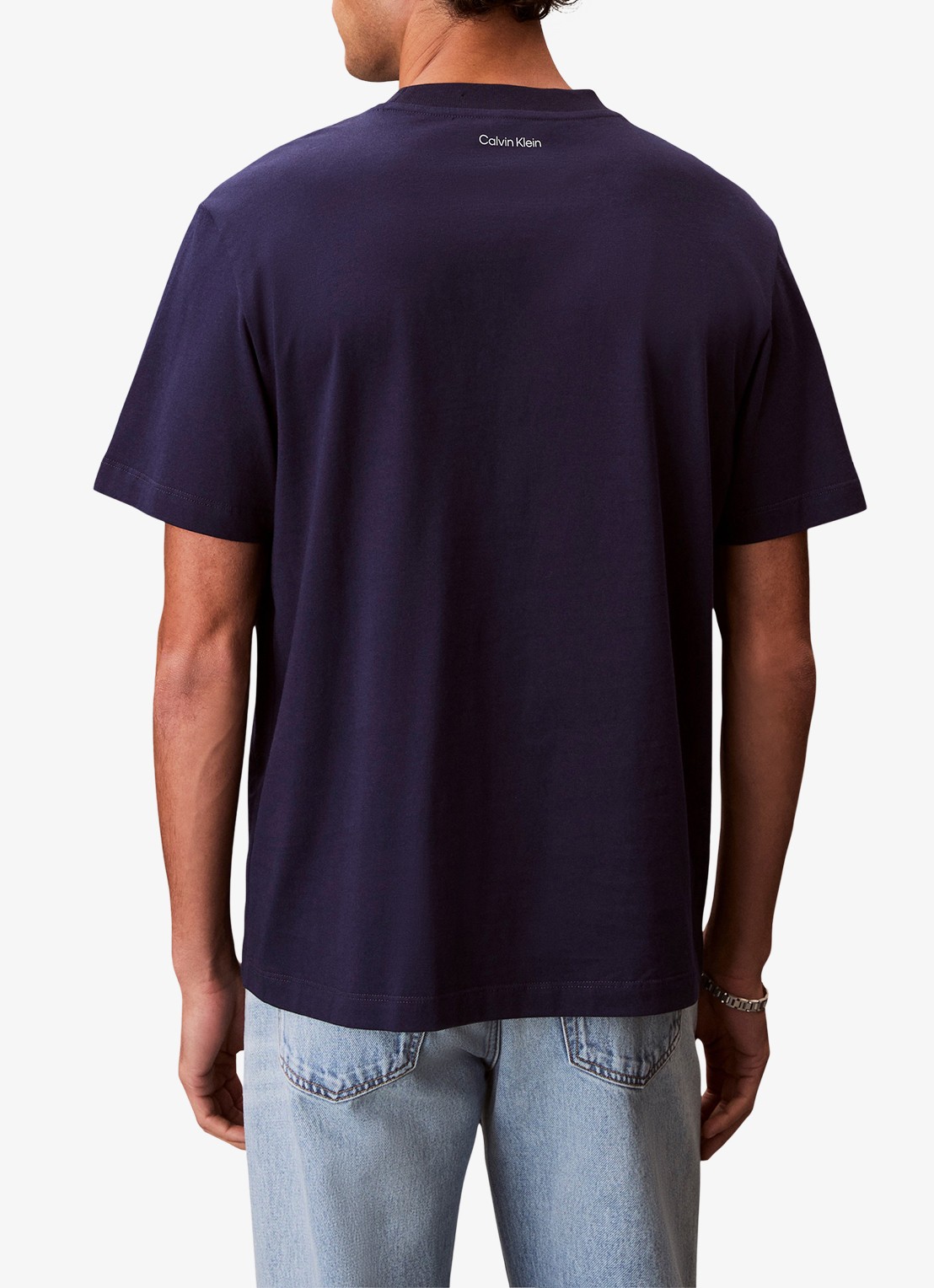 Calvin Klein T-shirt met logoborduring - achterkant 3 donkerblauw