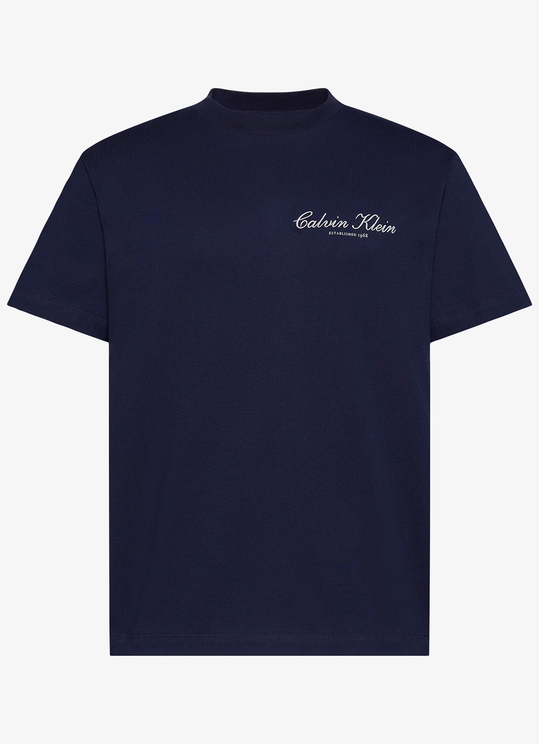 Calvin Klein T-shirt met logoborduring - voorkant donkerblauw