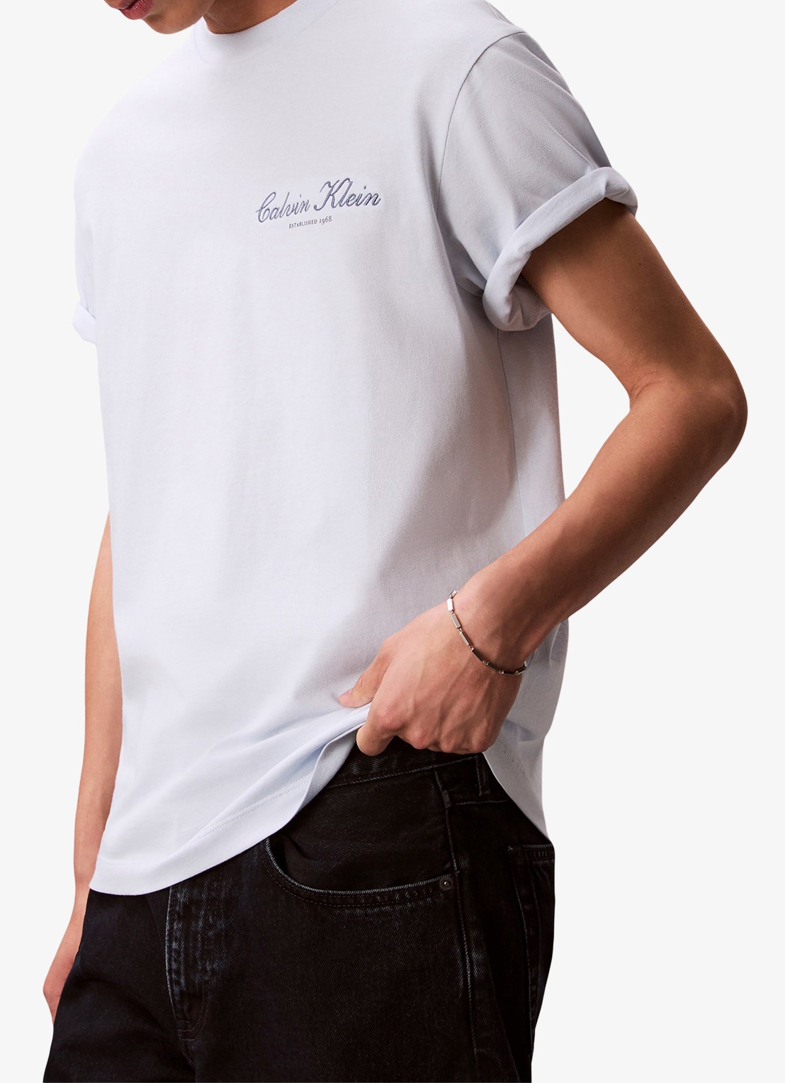 Calvin Klein T-shirt met logoborduring - detail 6 gebroken wit
