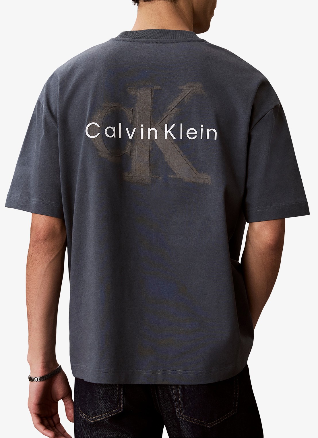 Calvin Klein T-shirt met logoborduring - achterkant 5 dark slate-ceg /  groen
