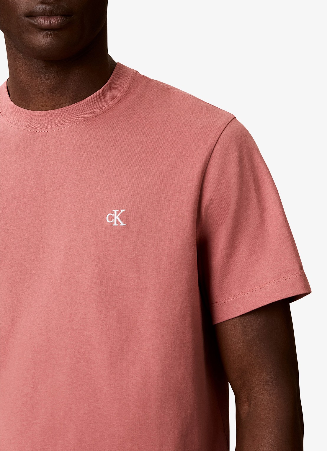 Calvin Klein T-shirt met logoborduring - detail 4 light mahogany / lichtbruin