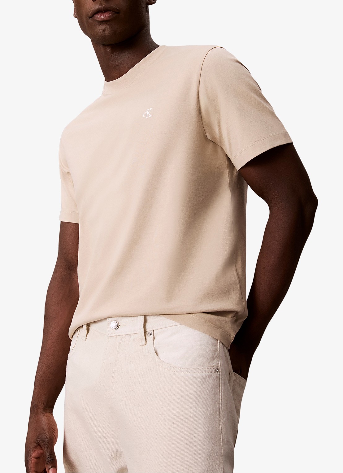 Calvin Klein T-shirt met logoborduring - detail 4 white pepper-pf0 /  wit