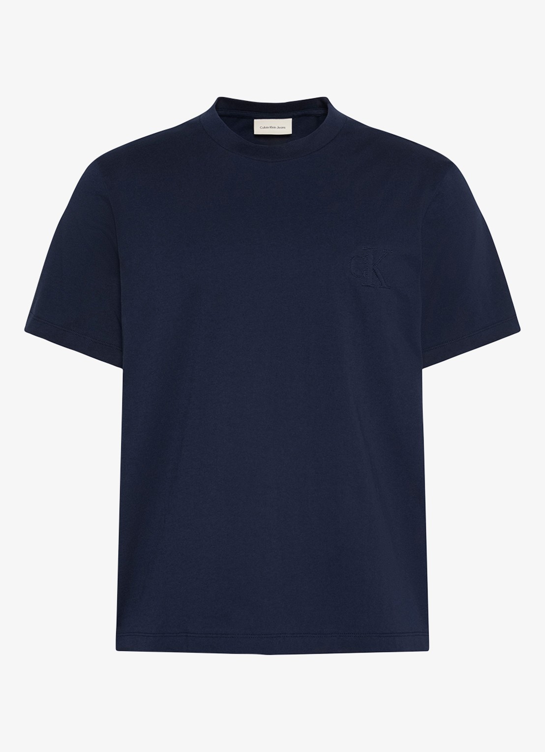 Calvin Klein T-shirt met logoborduring - voorkant 5 donkerblauw