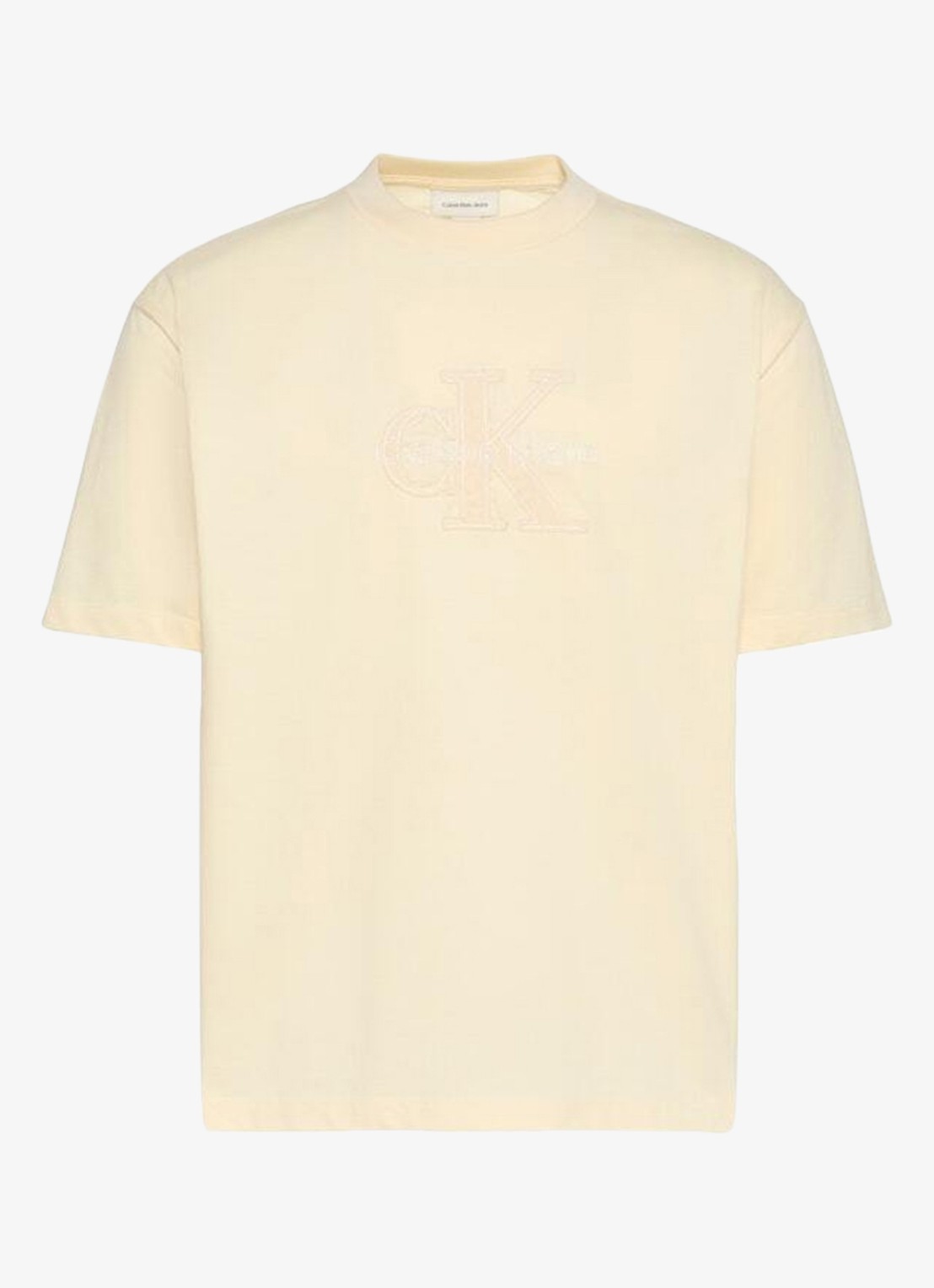 Calvin Klein T-shirt met logoborduring - voorkant 5 creme