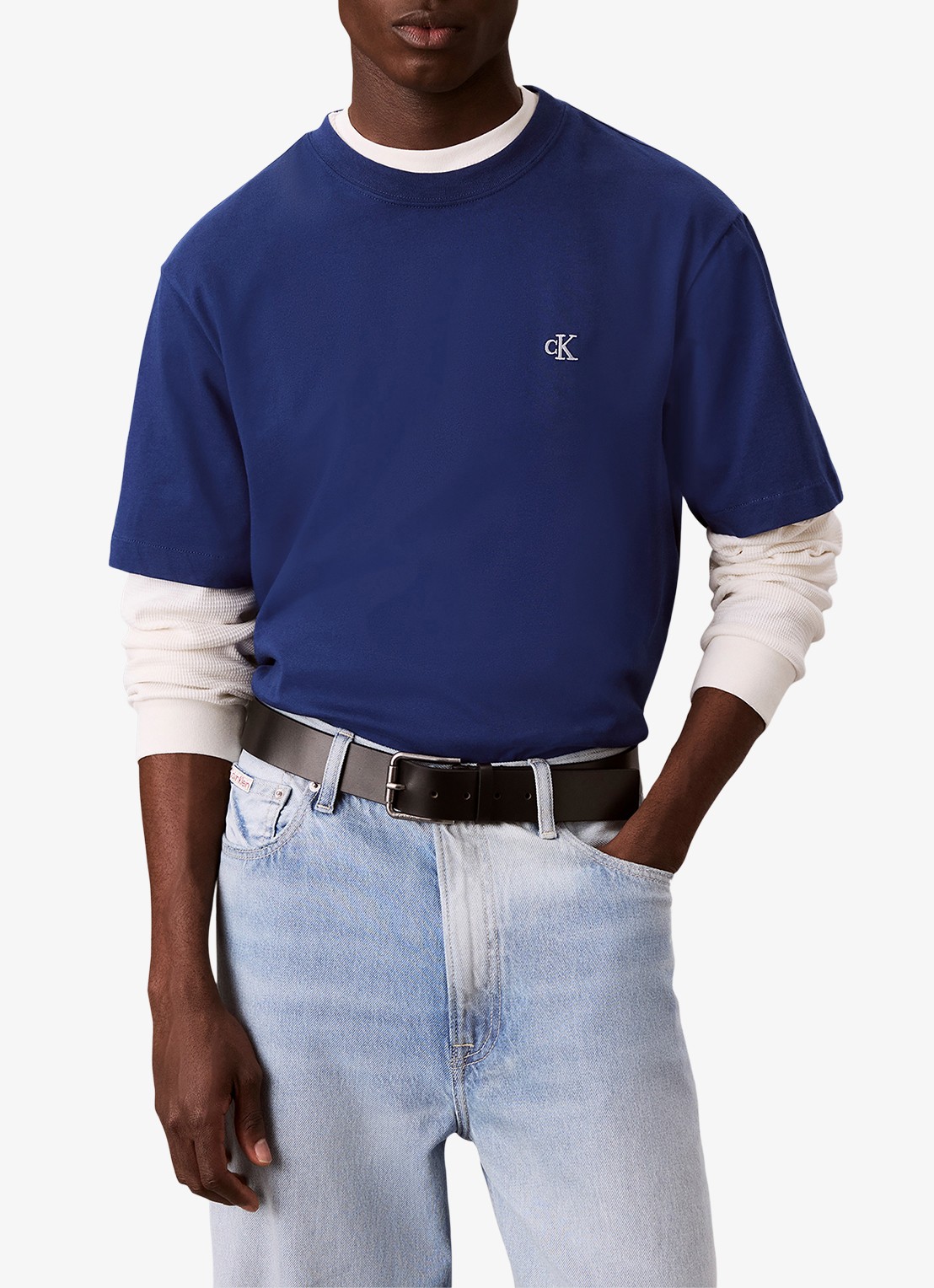 Calvin Klein T-shirt met logoborduring - detail 5 estate blue-5ma / blauw