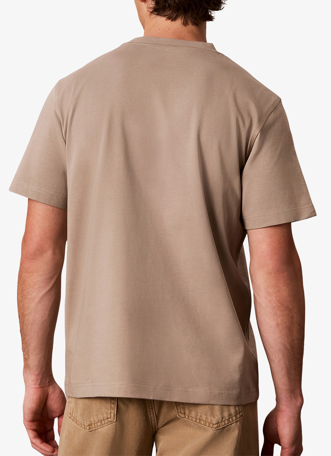 Calvin Klein T-shirt met logoborduring - achterkant 3 beige