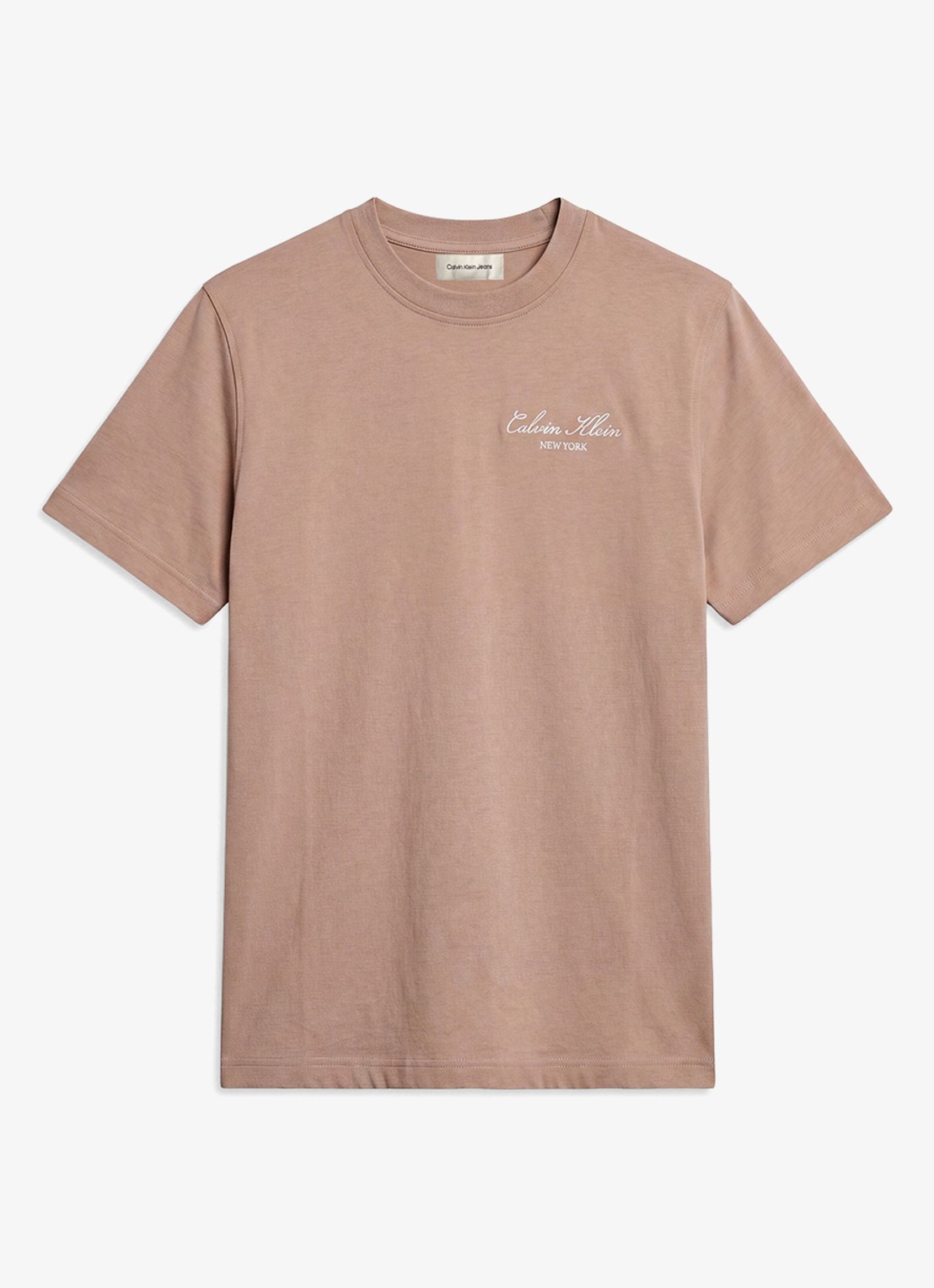 Calvin Klein T-shirt met logoborduring - voorkant beige