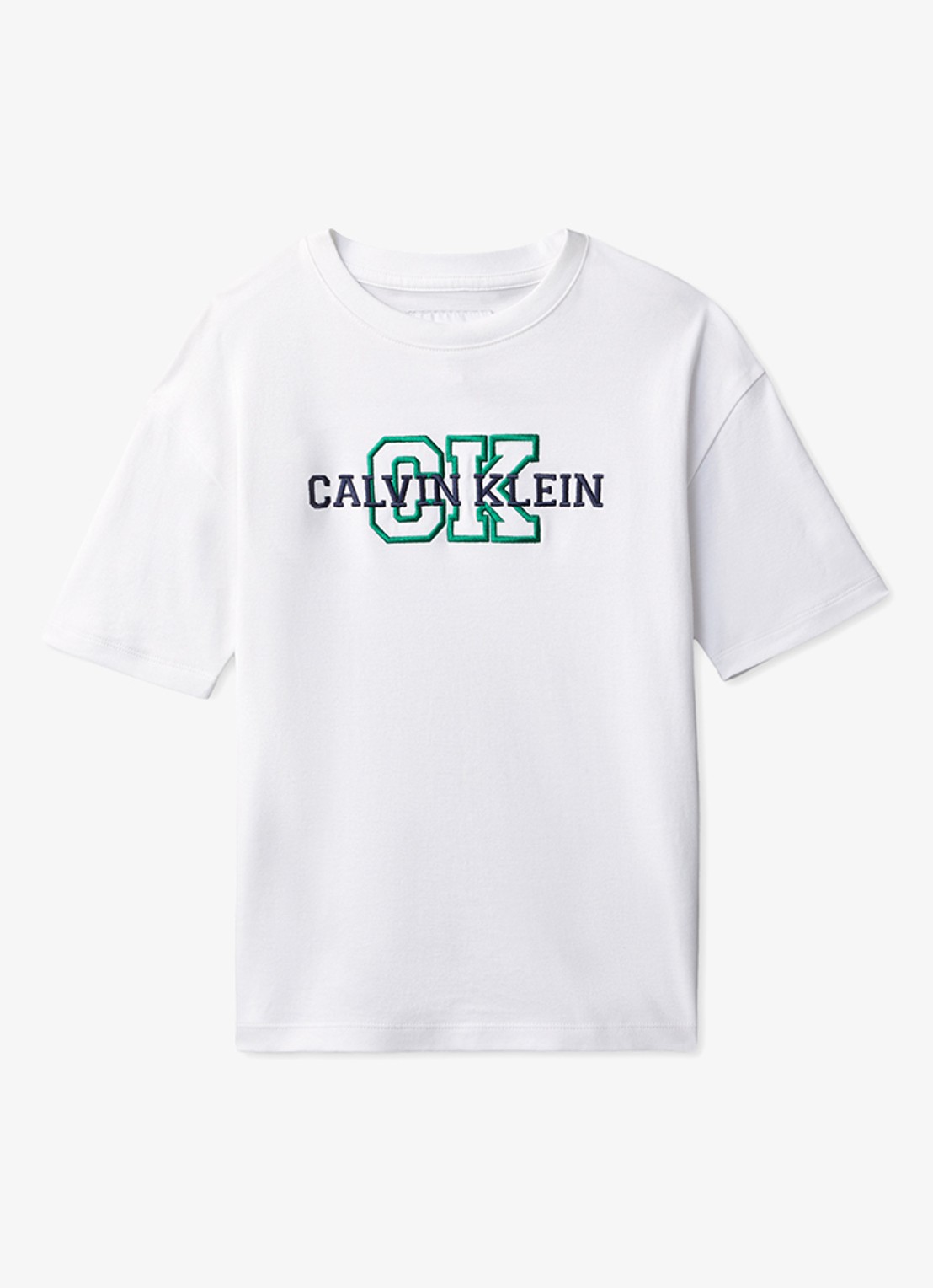 Calvin Klein T-shirt met logoborduring - voorkant 2 wit